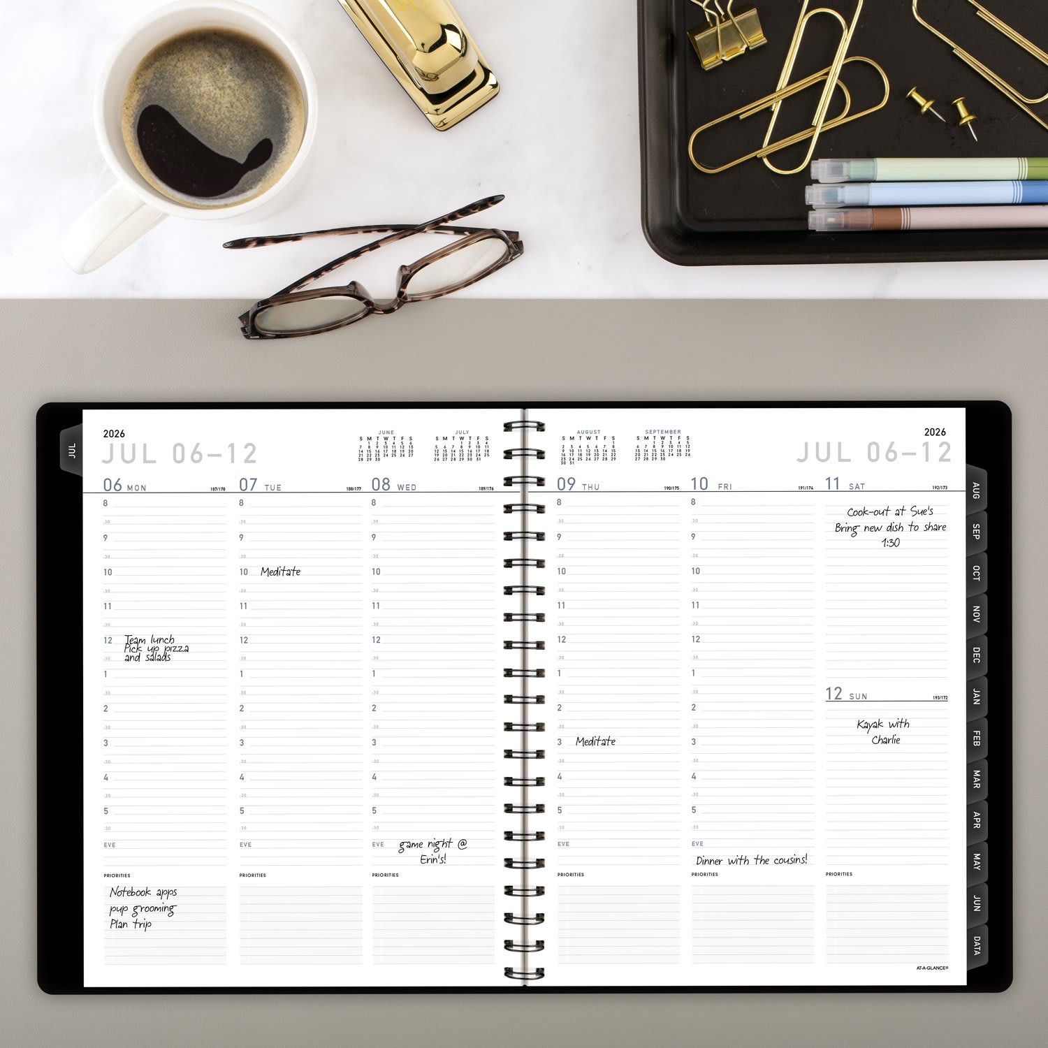 AT-A-GLANCE Contemporary Academic 2026-2027 Weekly Monthly Planner, Black, Large, 8 1/4in x 11in - Image 3