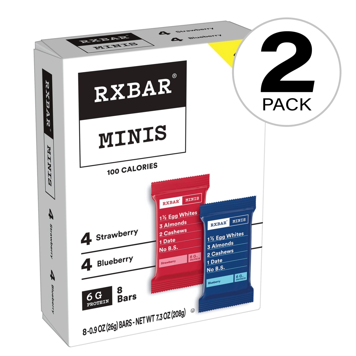 RXBAR MINIS Strawberry + Blueberry Bars, 0.9 Oz, 8 Bars Per Box, Pack Of 2 Boxes - Image 3