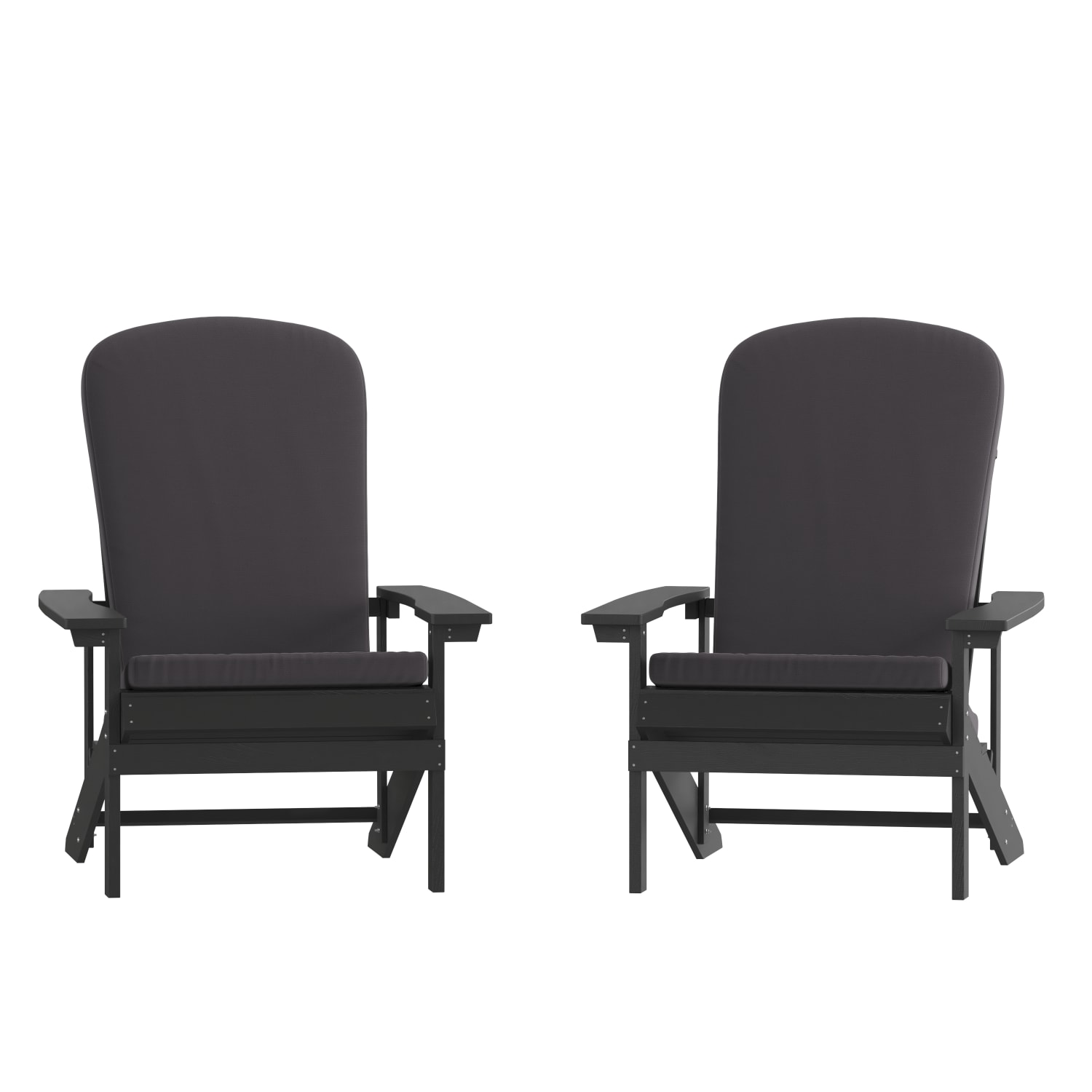 Flash Furniture Charlestown All-Weather Outdoor Furniture Adirondack Chairs With Cushions, Gray/Slate Gray, Set Of 2 Chairs - Image 4
