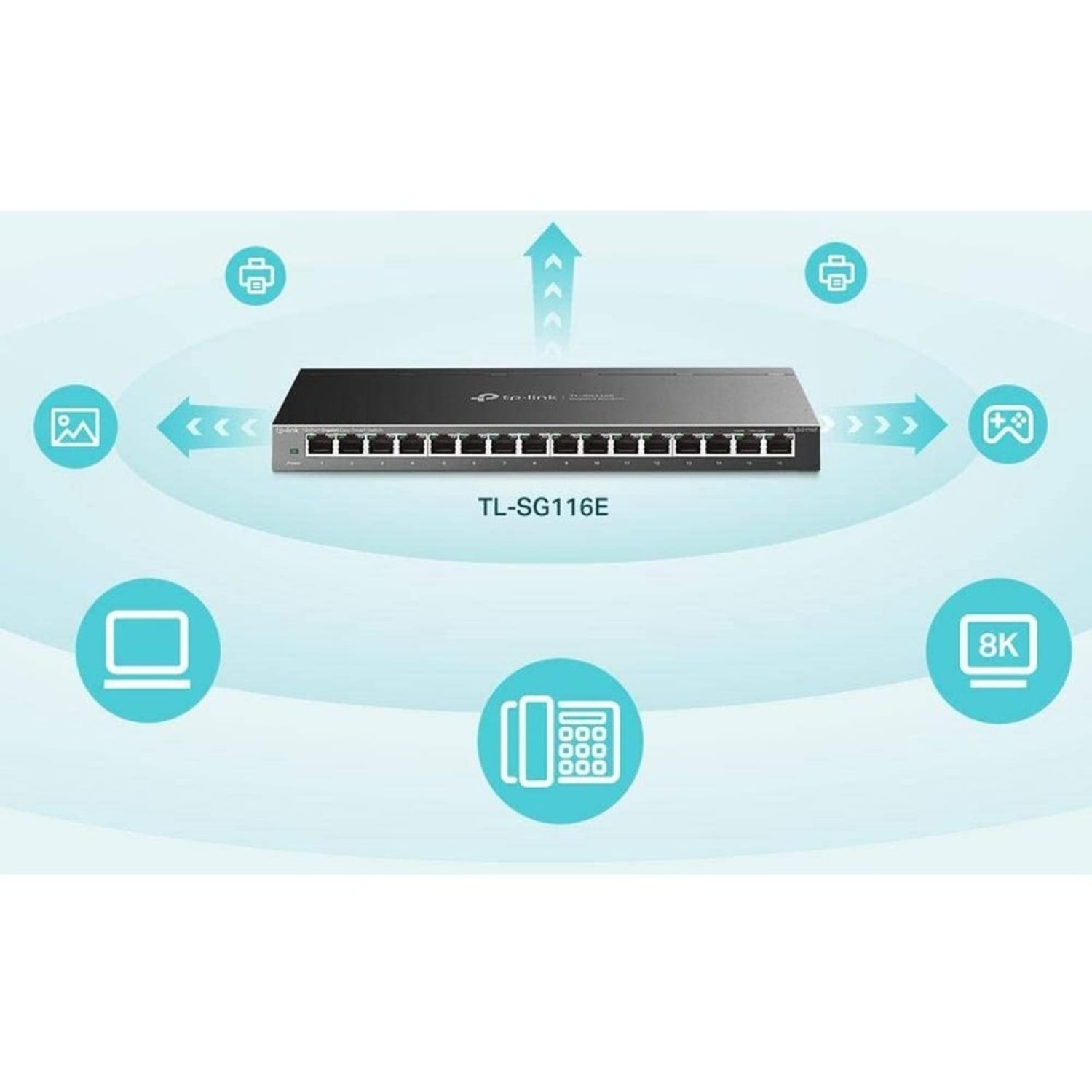 TP-Link TL-SG116E - 16-Port Gigabit Easy Smart Switch - Plug & Play - Desktop/Wall-Mount - Sturdy Metal w/ Shielded Ports - TLSG116E - Image 6