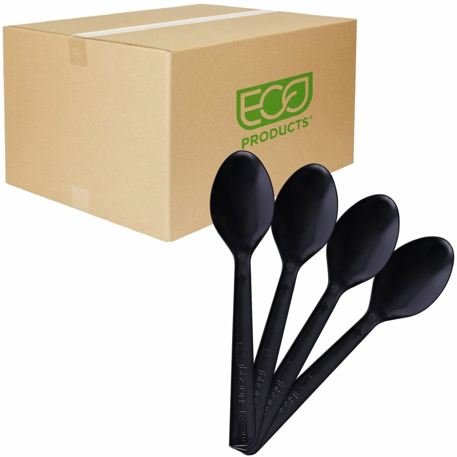 Eco-Products 100% Recycled Polystyrene Cutlery, Spoons, Black, Box Of 1000 - Image 3