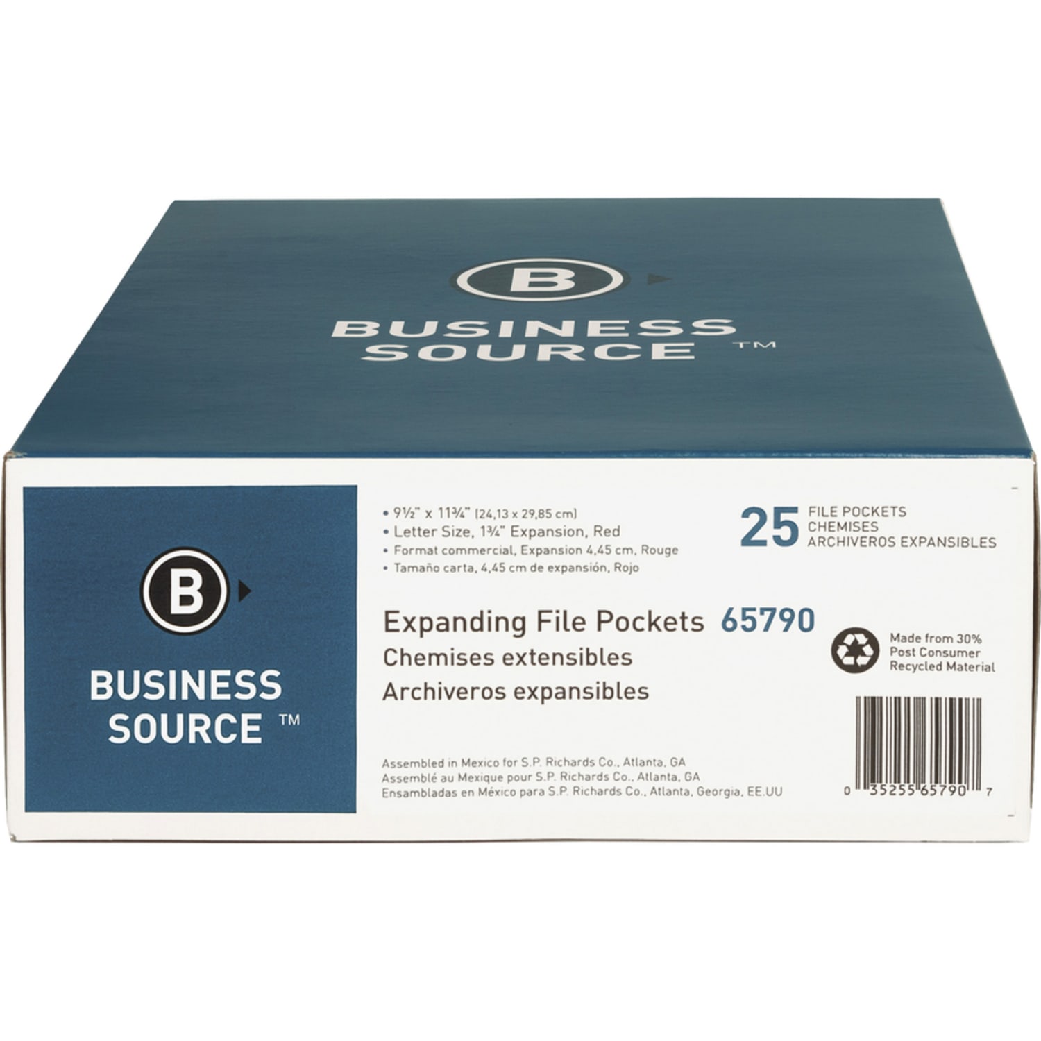 Business Source Straight Tab Cut Letter Recycled File Pocket - 8 1/2in x 11in - 1 3/4in Expansion - Redrope - Redrope - 30% Recycled - 25 / Box - Image 3