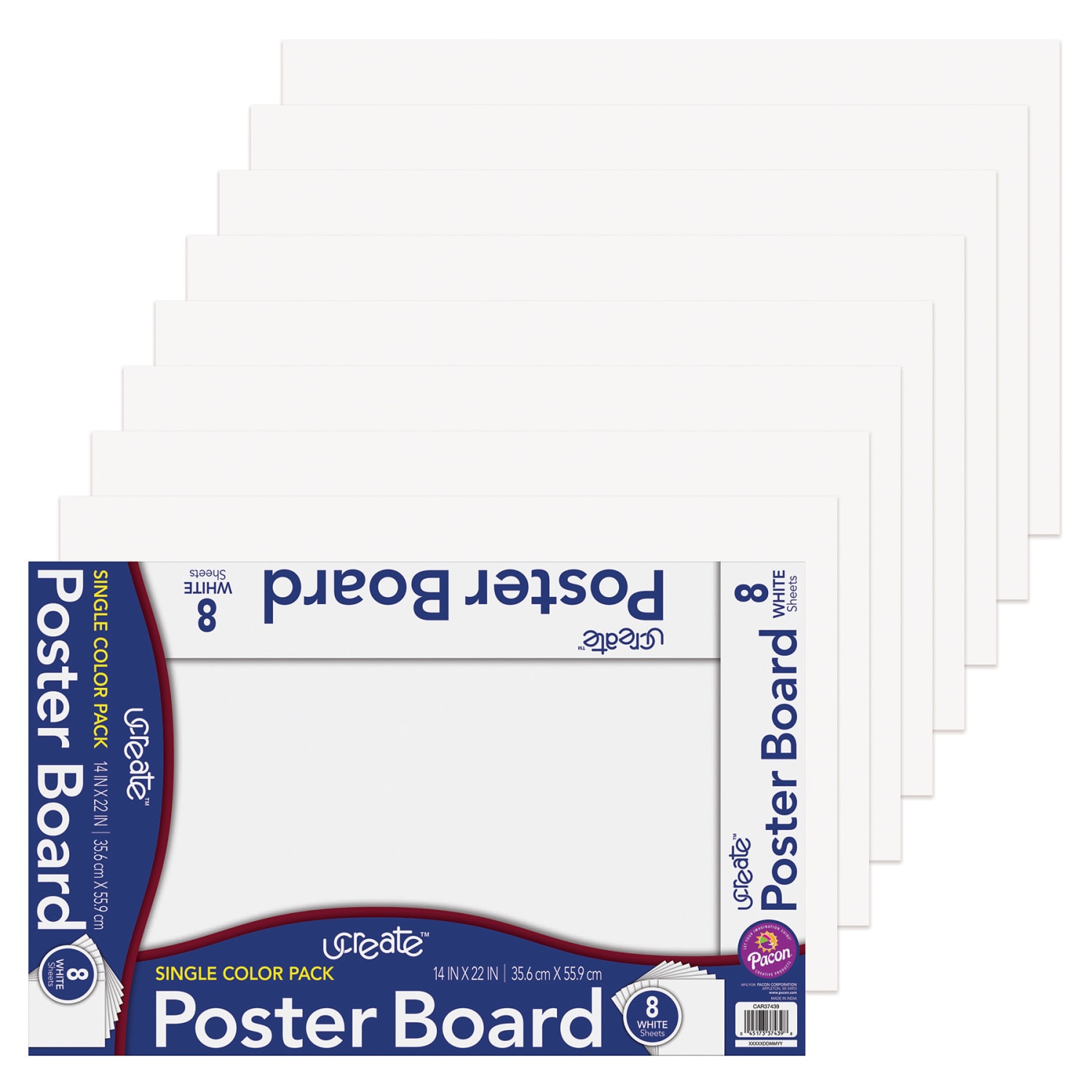 UCreate Poster Board Sheets, 12 pt. Card Stock, 14in x 22in, White, 8 Sheets Per Pack, Carton Of 24 Packs - Image 4