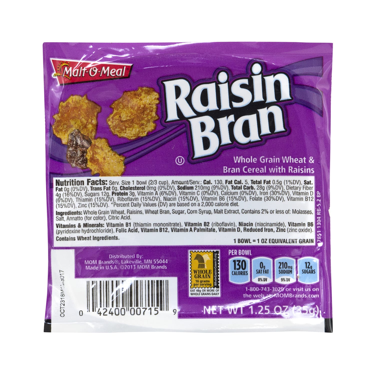 Malt-O-Meal Raisin Bran Cereal Bowls, 1 Oz, Pack Of 96 Boxes - Image 4