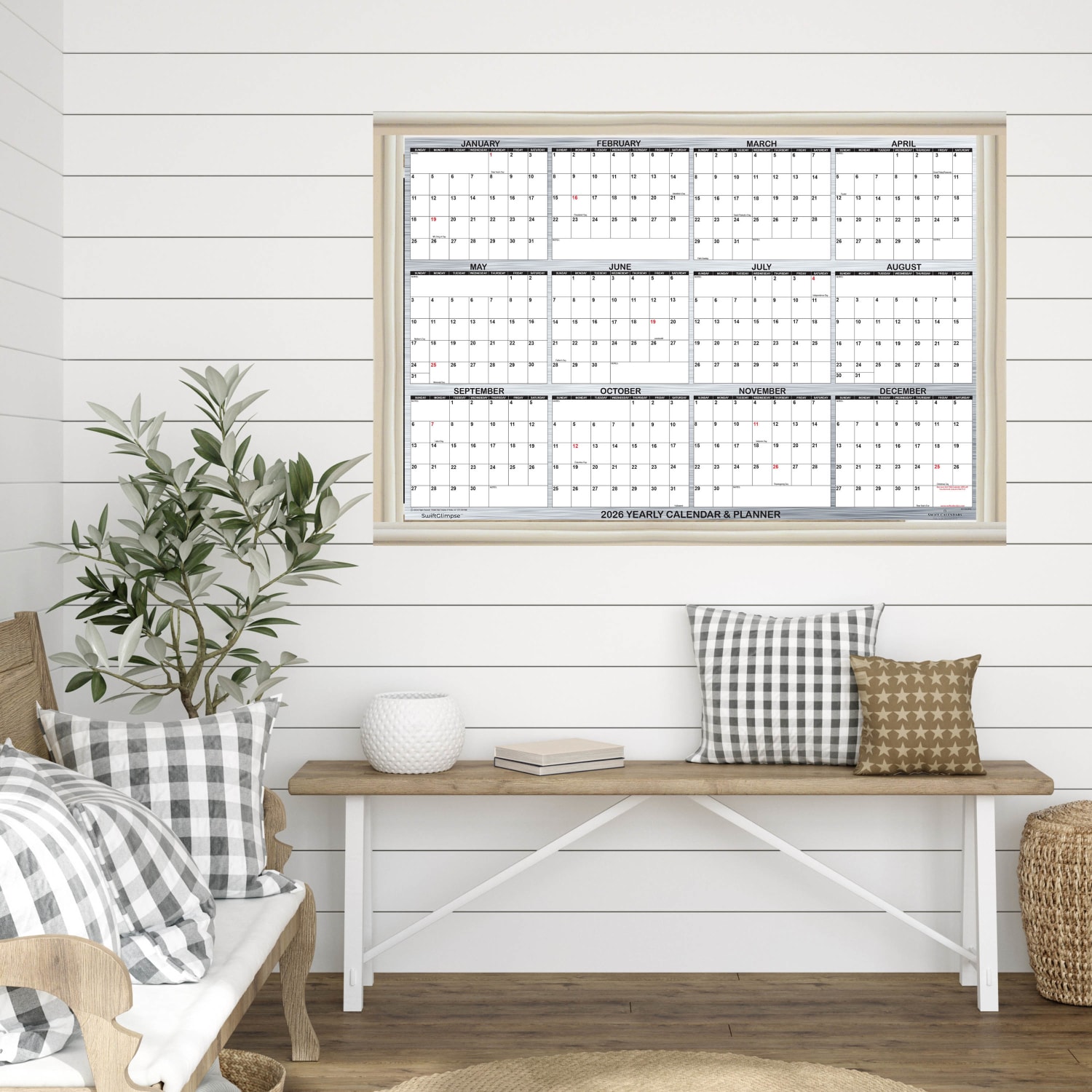 2026 SwiftGlimpse Designer Wall Calendar, 24in x 36in, Gray Silver/White, January To December - Image 4