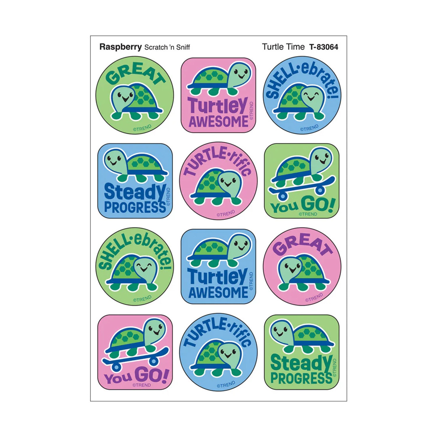 TREND Stinky Stickers, Turtle Time, Raspberry Scent, 48 Per Pack, Set Of 6 Packs - Image 3