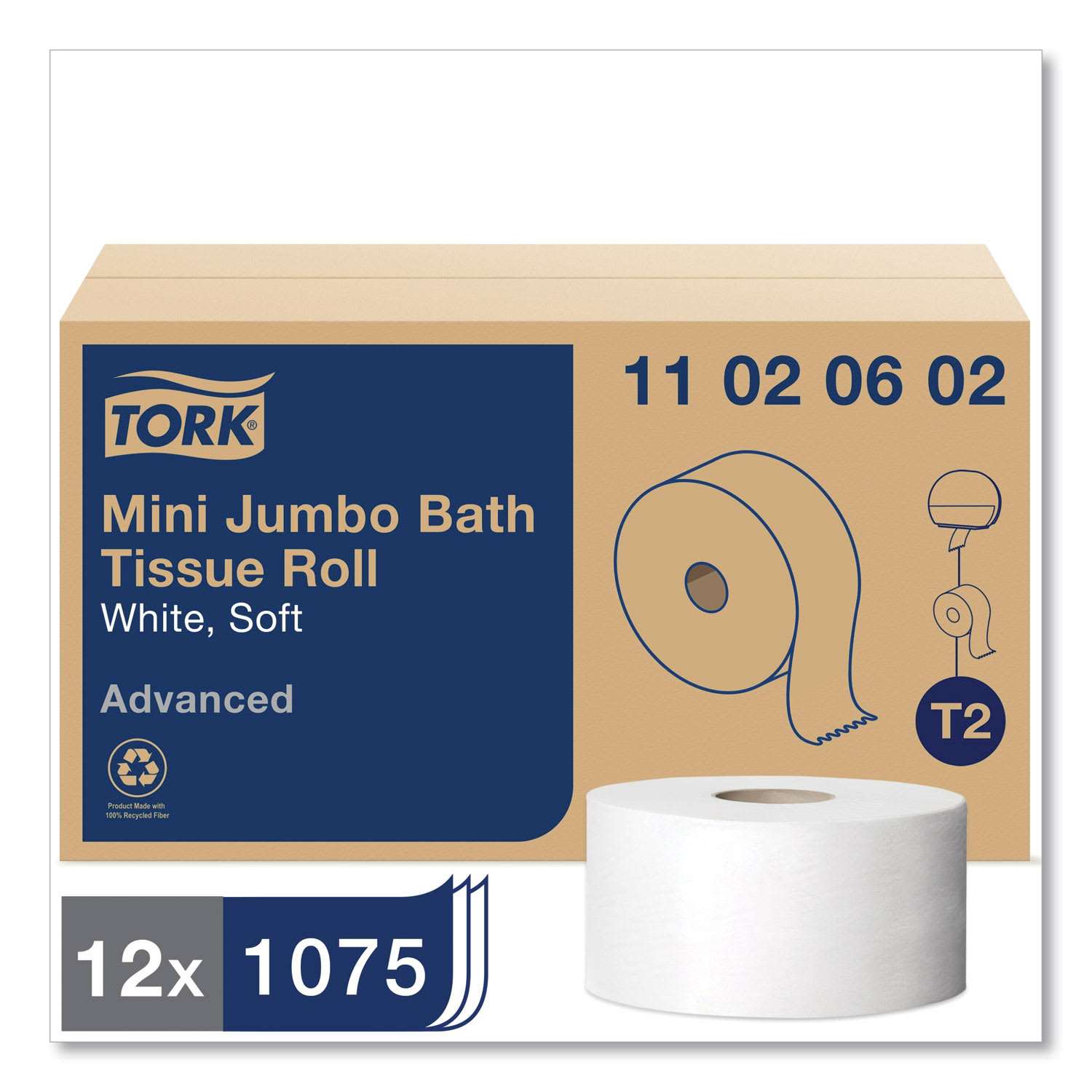 Tork Advanced Jumbo Bath Tissue, Septic Safe, 2-Ply, White, 3.48in x 751 ft, 12 Rolls/Carton - Image 3