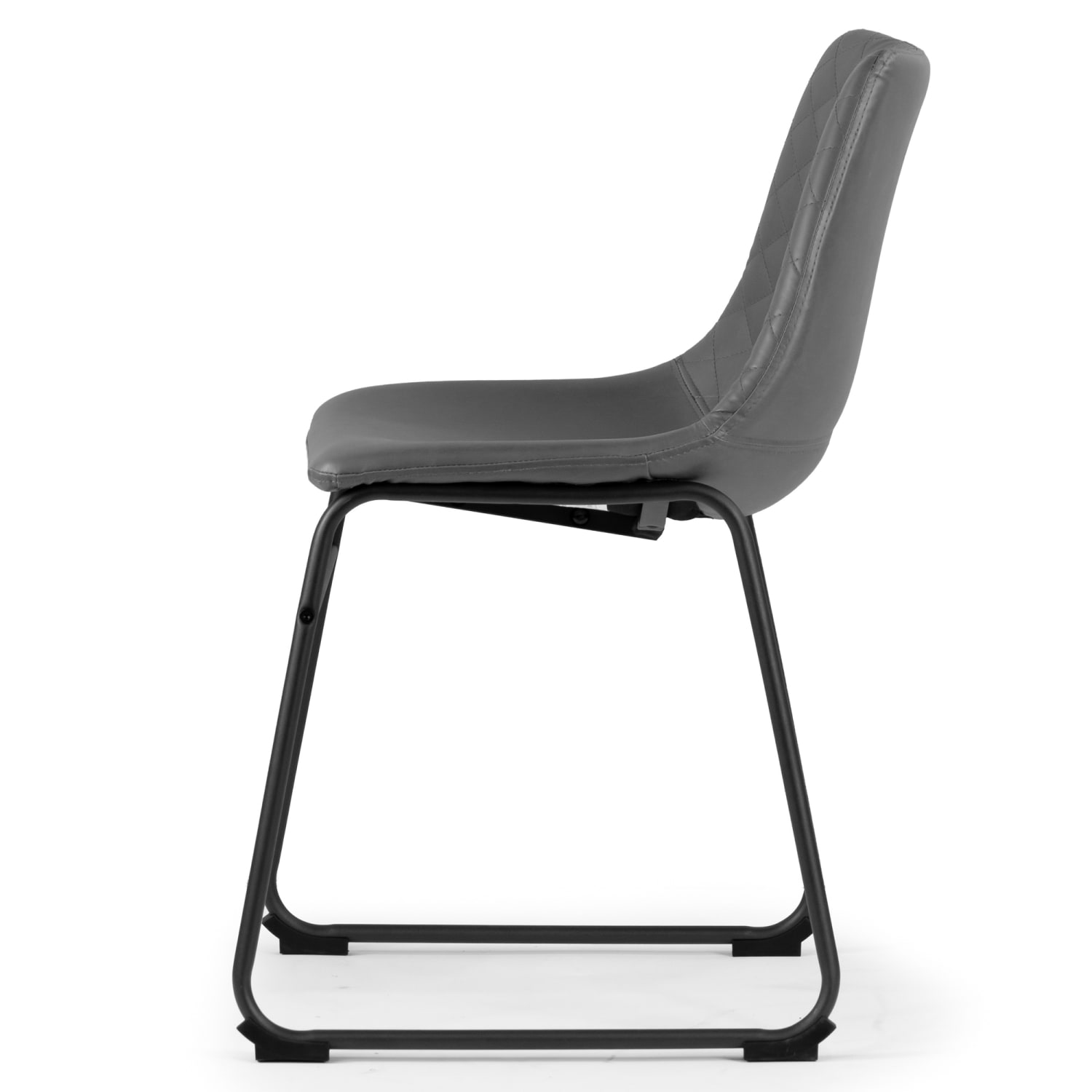 Glamour Home Ave Faux Leather Dining Accent Chairs With Metal Legs, Gray/Black, Set Of 2 Chairs - Image 5