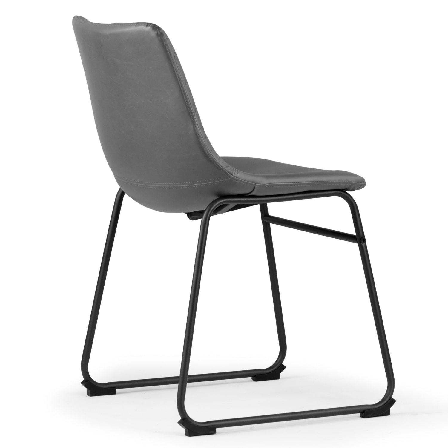 Glamour Home Ave Faux Leather Dining Accent Chairs With Metal Legs, Gray/Black, Set Of 2 Chairs - Image 6