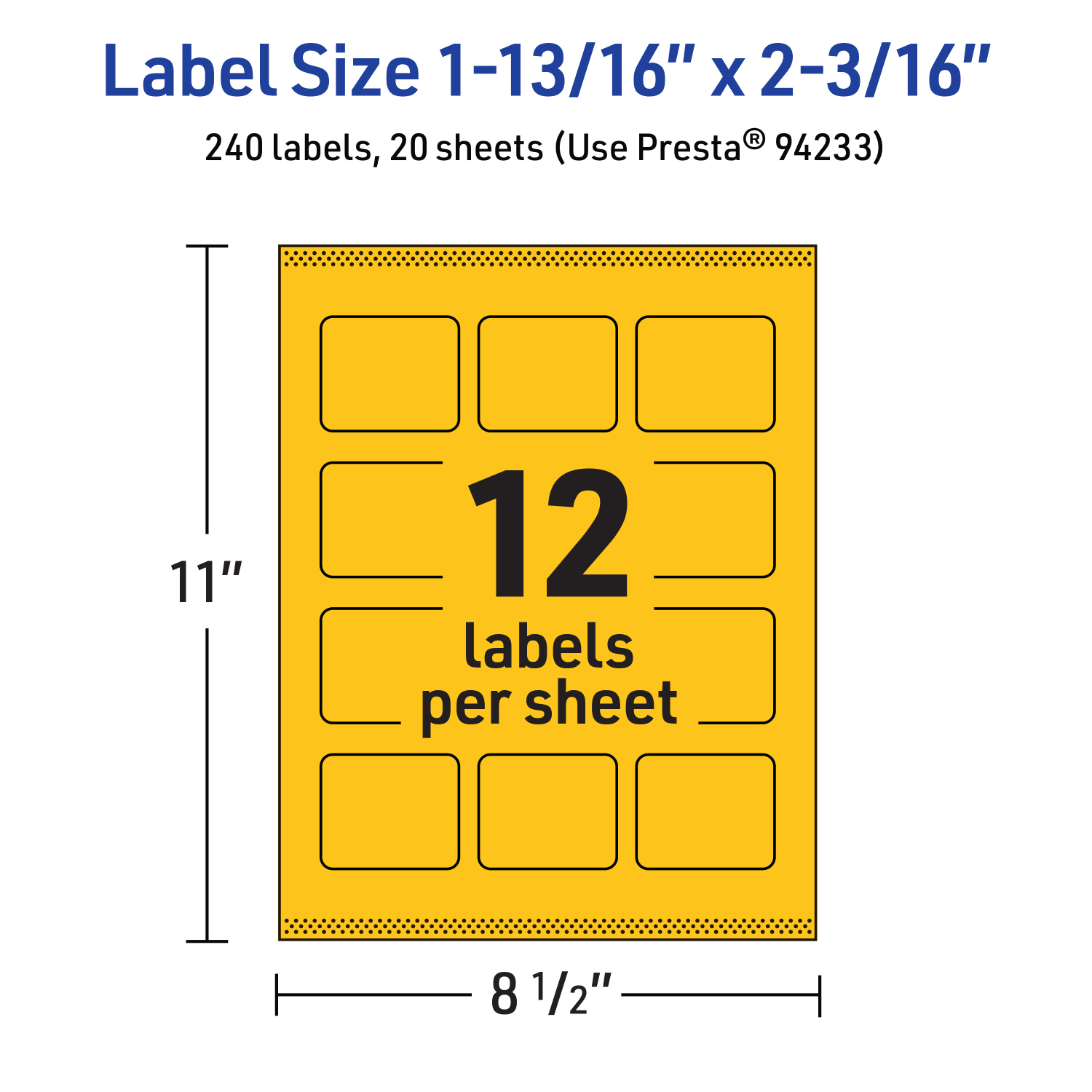 Avery Print-To-The-Edge Labels With Sure Feed Technology And Easy Peel, 94233-BYP20, Rectangle, 1-13/16inx2-3/16in, Matte Bright Yellow, Pack of 240 - Image 6