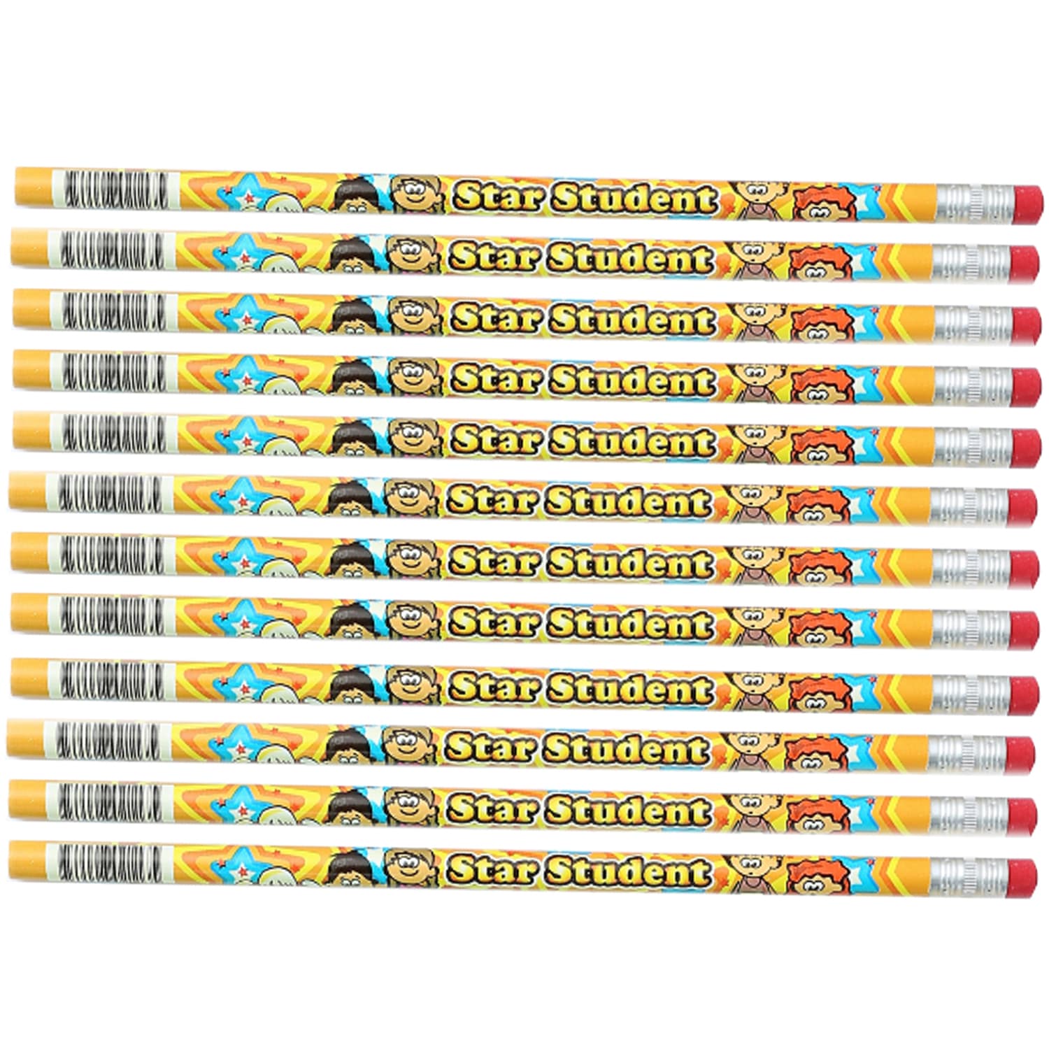 J.R. Moon Pencil Co. Pencils, HB #2/Medium, Star Student, Multicolor, Pack Of 144 Pencils - Image 3