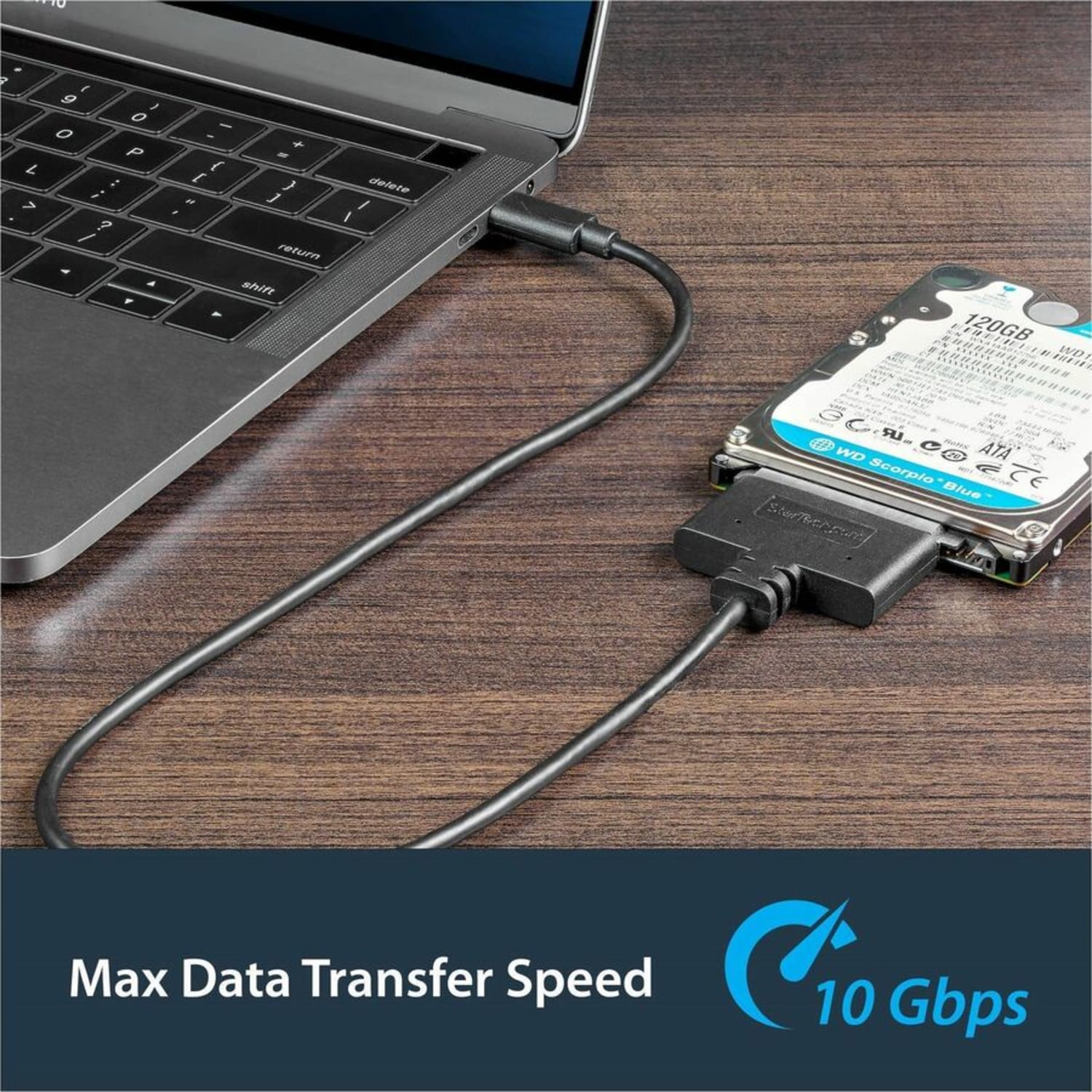 StarTech.com USB C To SATA Adapter - for 2.5 SATA Drives - UASP - External Hard Drive Cable - USB Type C to SATA Adapter - USB31CSAT3CB - Image 5