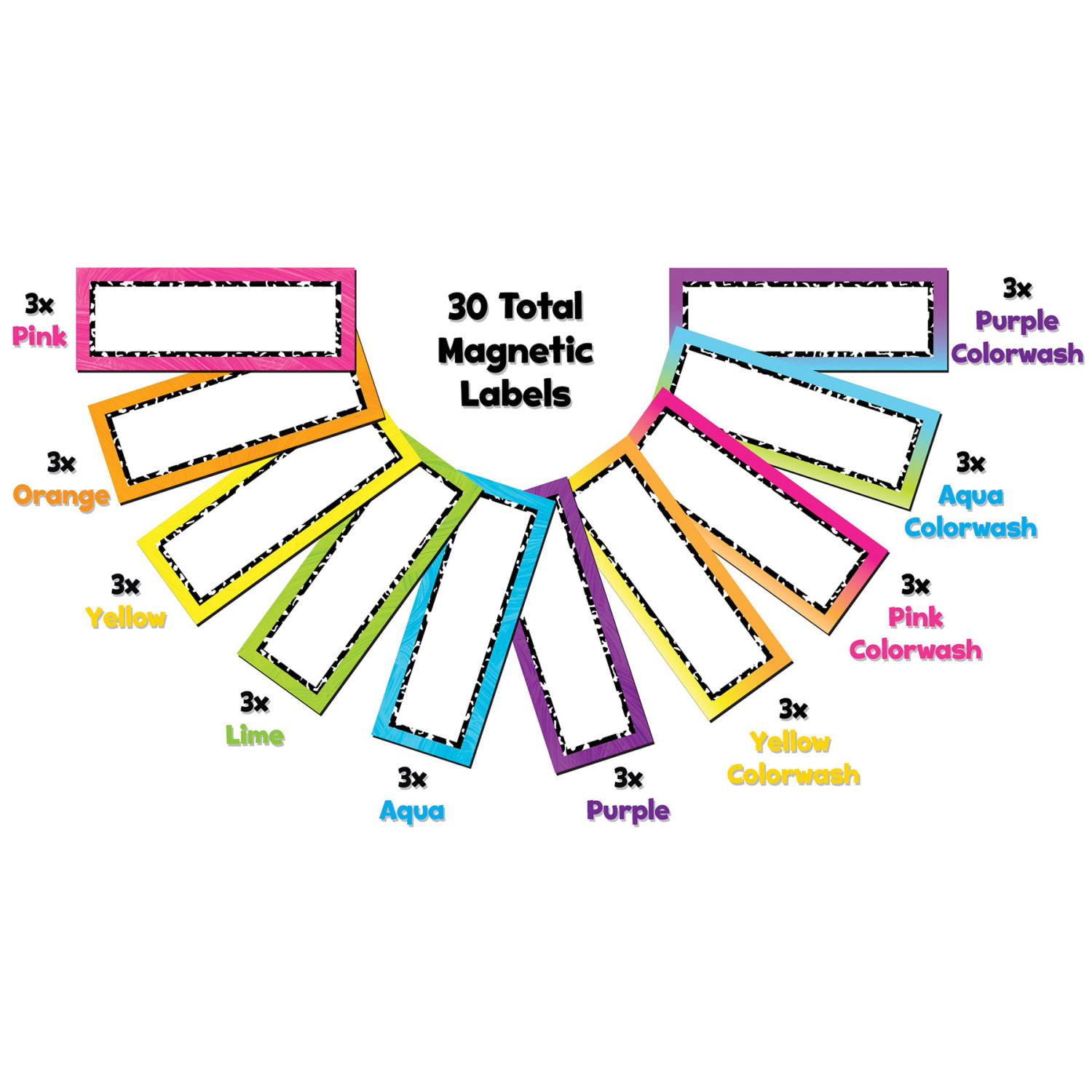 Teacher Created Resources Magnetic Labels, 2-1/2in x 1in, Brights 4Ever, 30 Per Pack, Set Of 3 Packs - Image 4