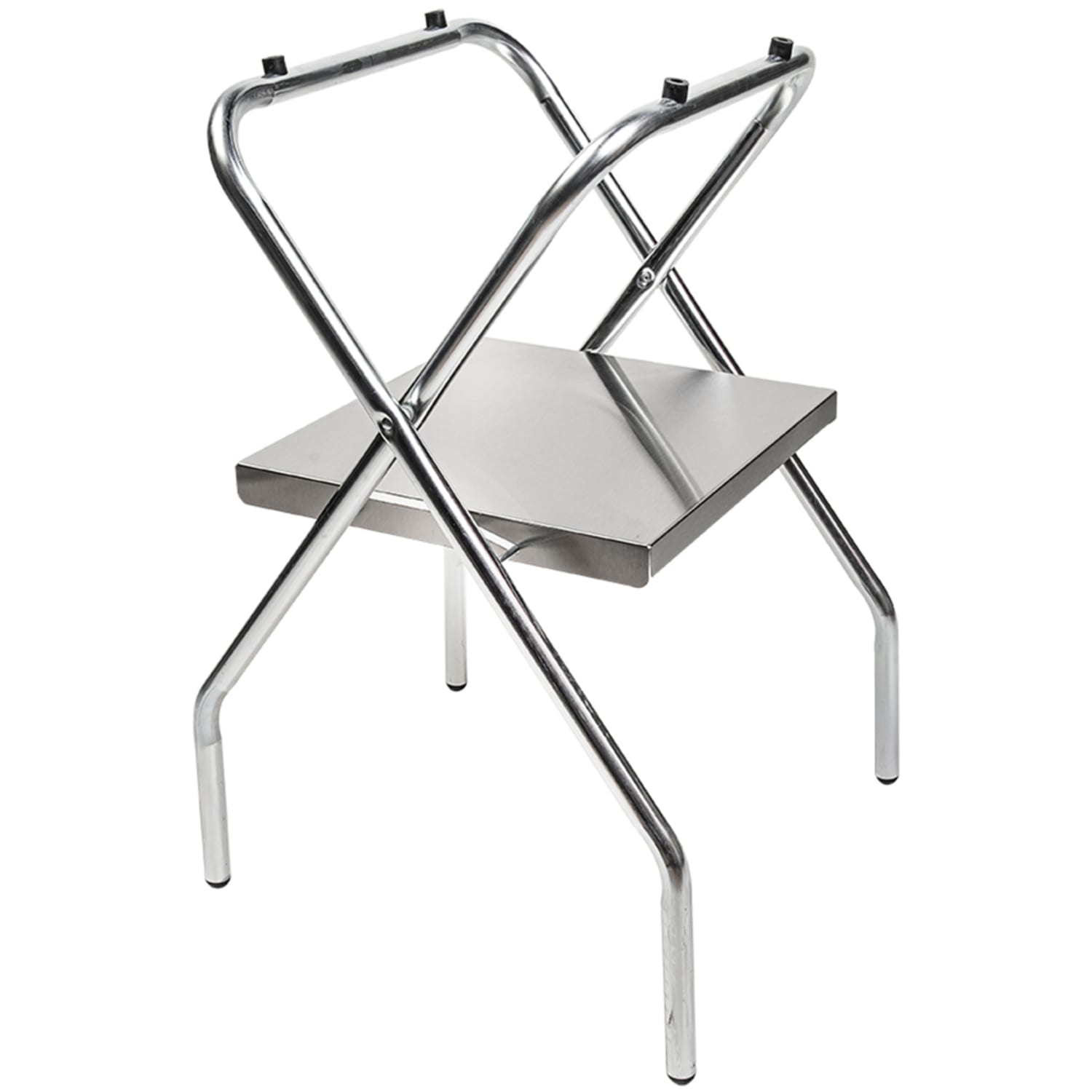 CSL Folding 30-1/2inH Tray Stand With Shelf, Silver, Set Of 4 Stands