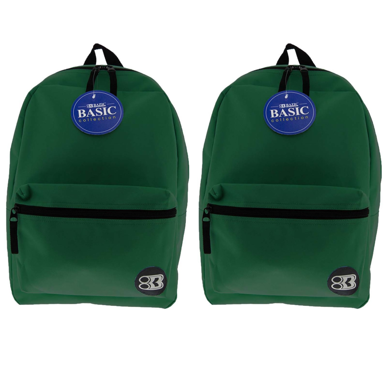 BAZIC Products 16in Basic Backpacks, Green, Pack Of 2 Backpacks