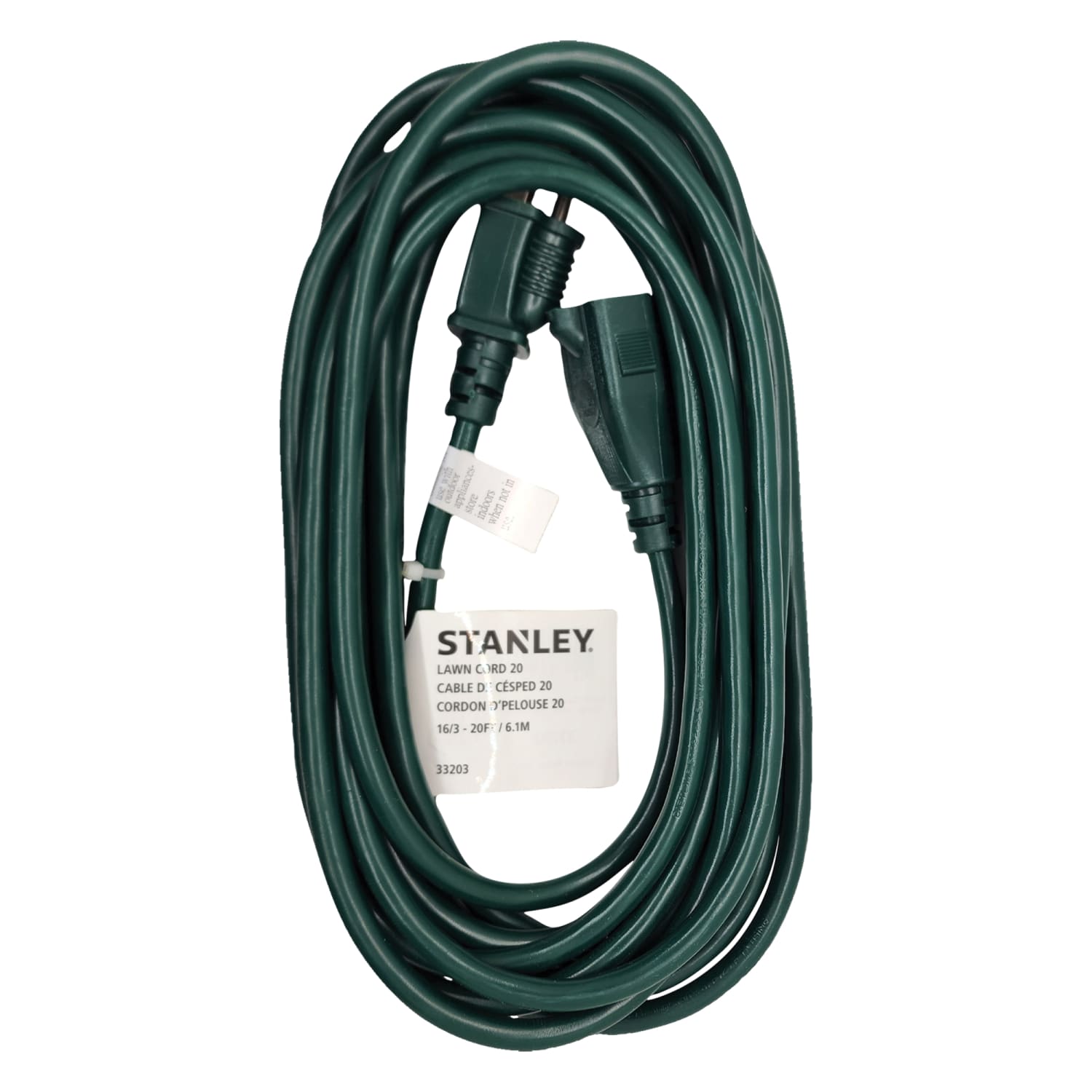 Stanley POWERCORD 33203 16 Gauge 3-Prong Outdoor Power Extension Cord, 20ft, Green