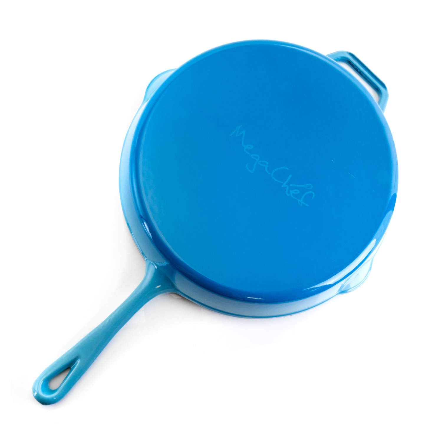 MegaChef Cast Iron Skillet, 12in, Blue - Image 4