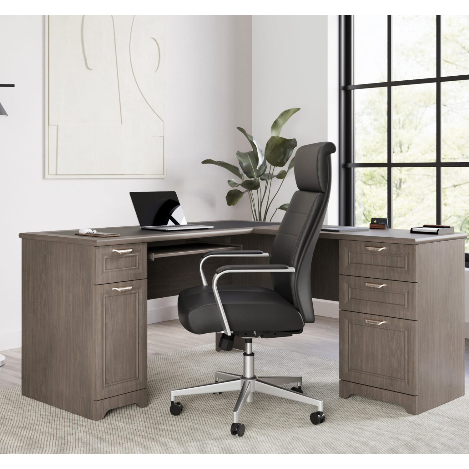 Realspace Magellan 59inW L-Shape Corner Computer Desk, Gray