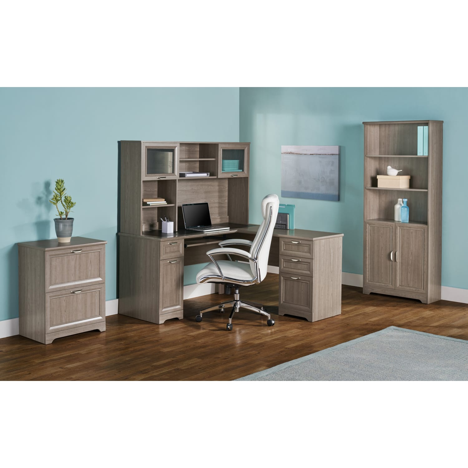Realspace® Magellan 59W L Shape Corner Desk Gray PopularChairscom