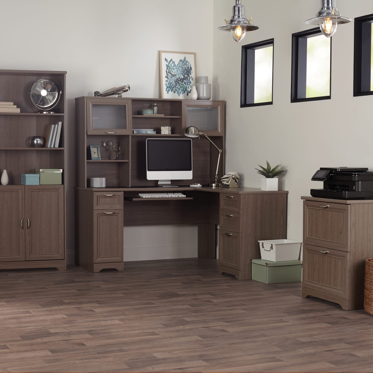 Realspace® Magellan 59W L Shape Corner Desk Gray PopularChairscom