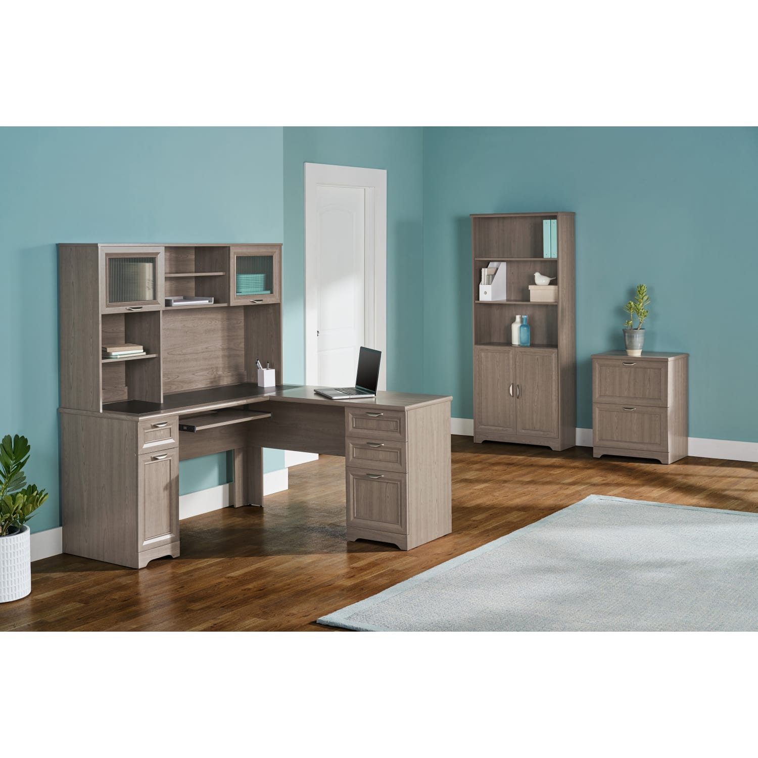 Realspace® Magellan 59W L Shape Corner Desk Gray PopularChairscom