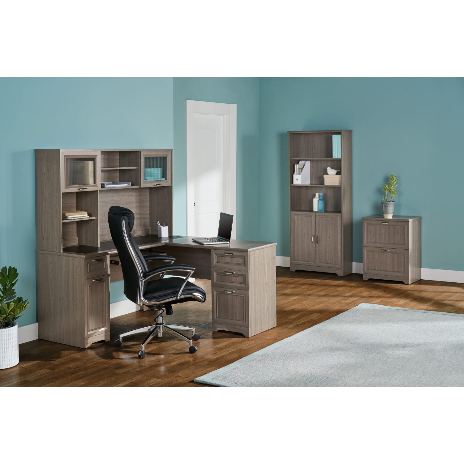 Realspace® Magellan 59W L Shape Corner Desk Gray PopularChairscom