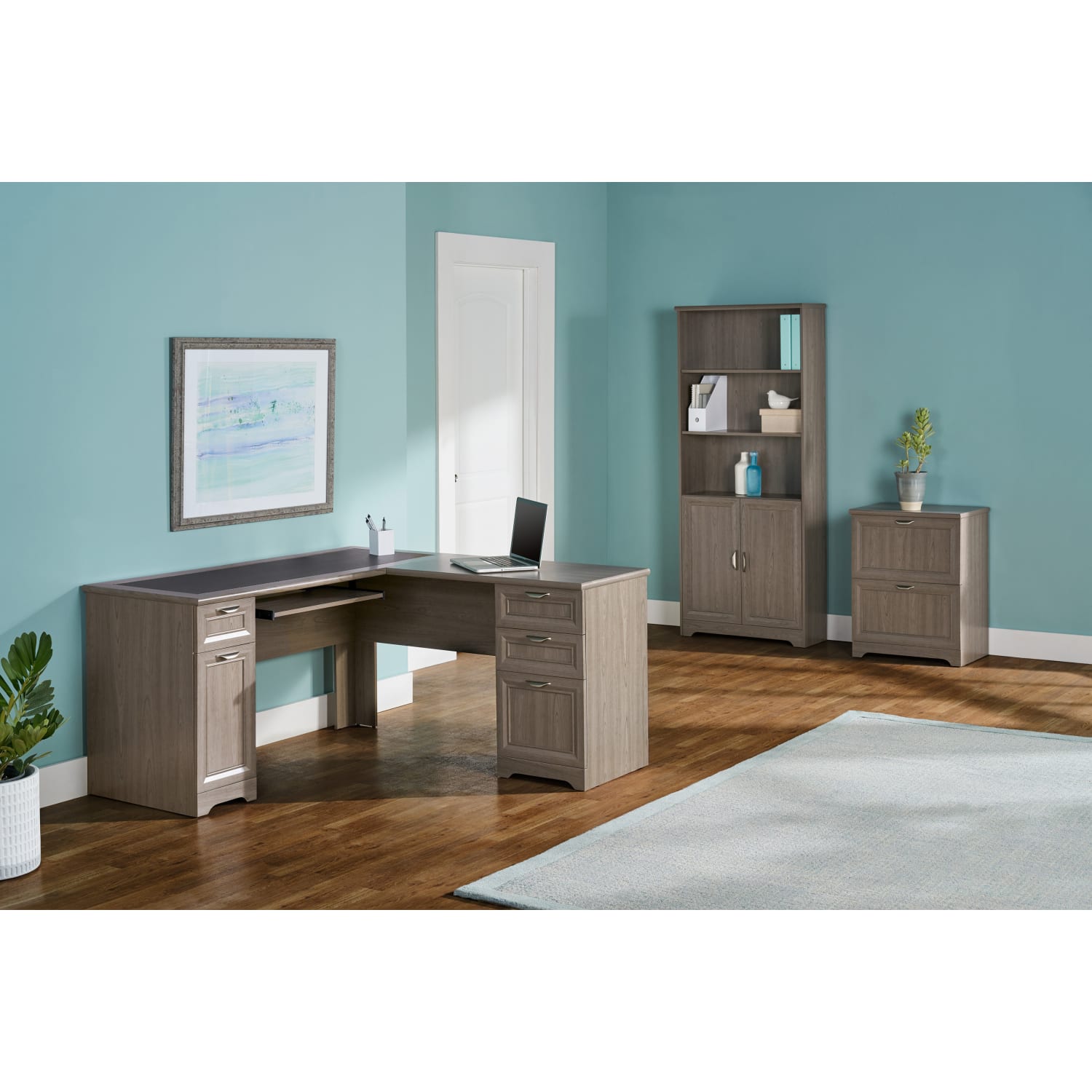 Realspace® Magellan 59W L Shape Corner Desk Gray PopularChairscom