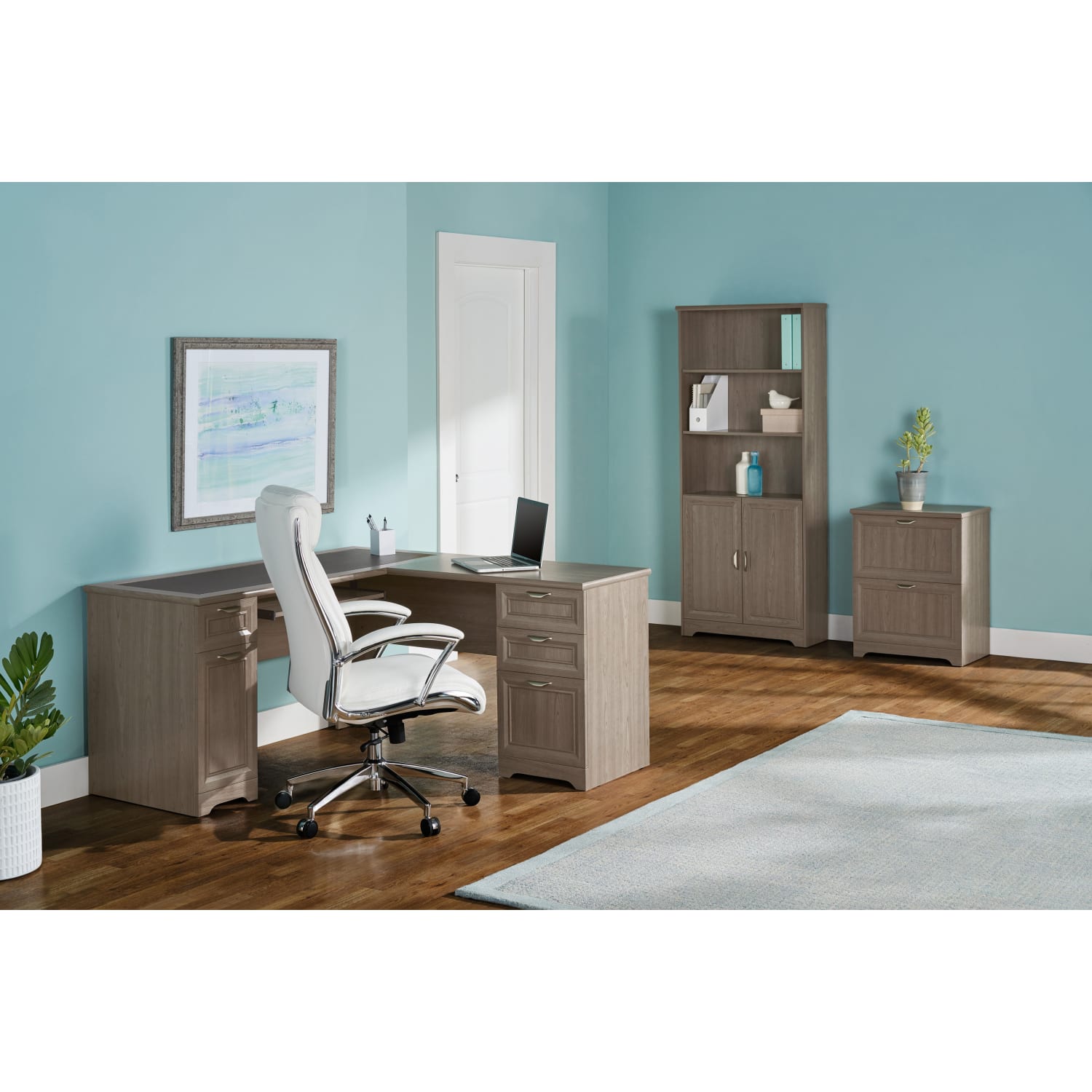 Realspace® Magellan 59W L Shape Corner Desk Gray PopularChairscom
