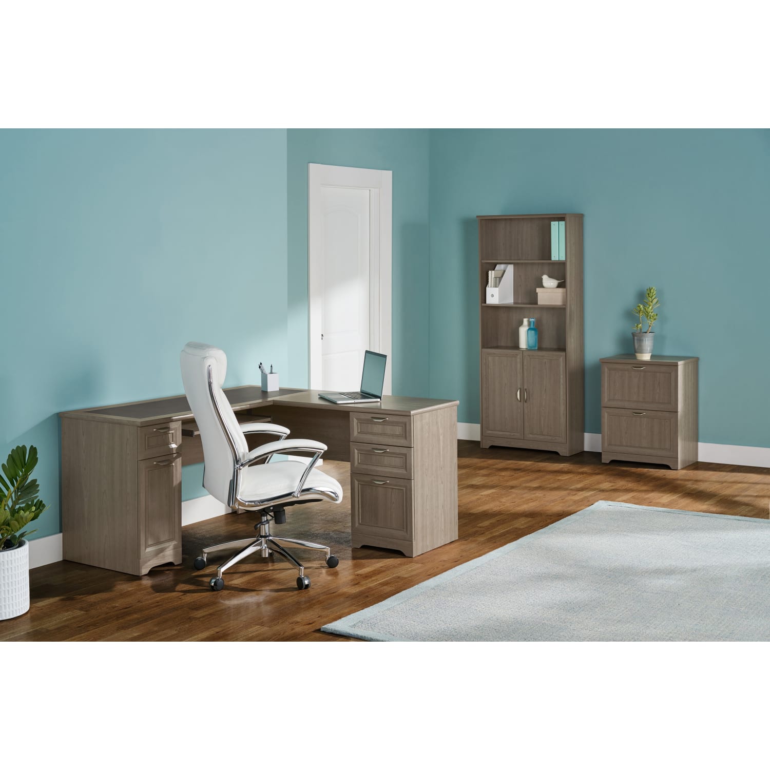Realspace® Magellan 59W L Shape Corner Desk Gray PopularChairscom
