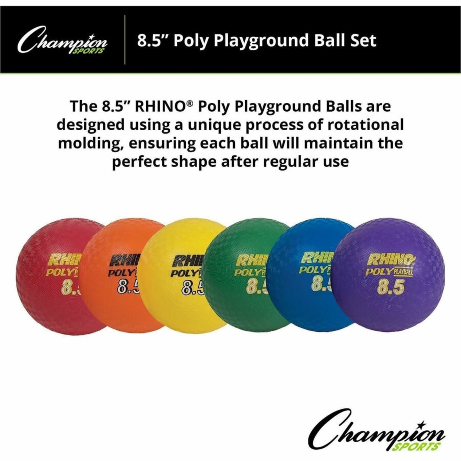 Champion Sports Poly Playground Ball Set - 8.50in - Red, Orange, Yellow, Green, Blue, Purple - 1  Set - Image 4