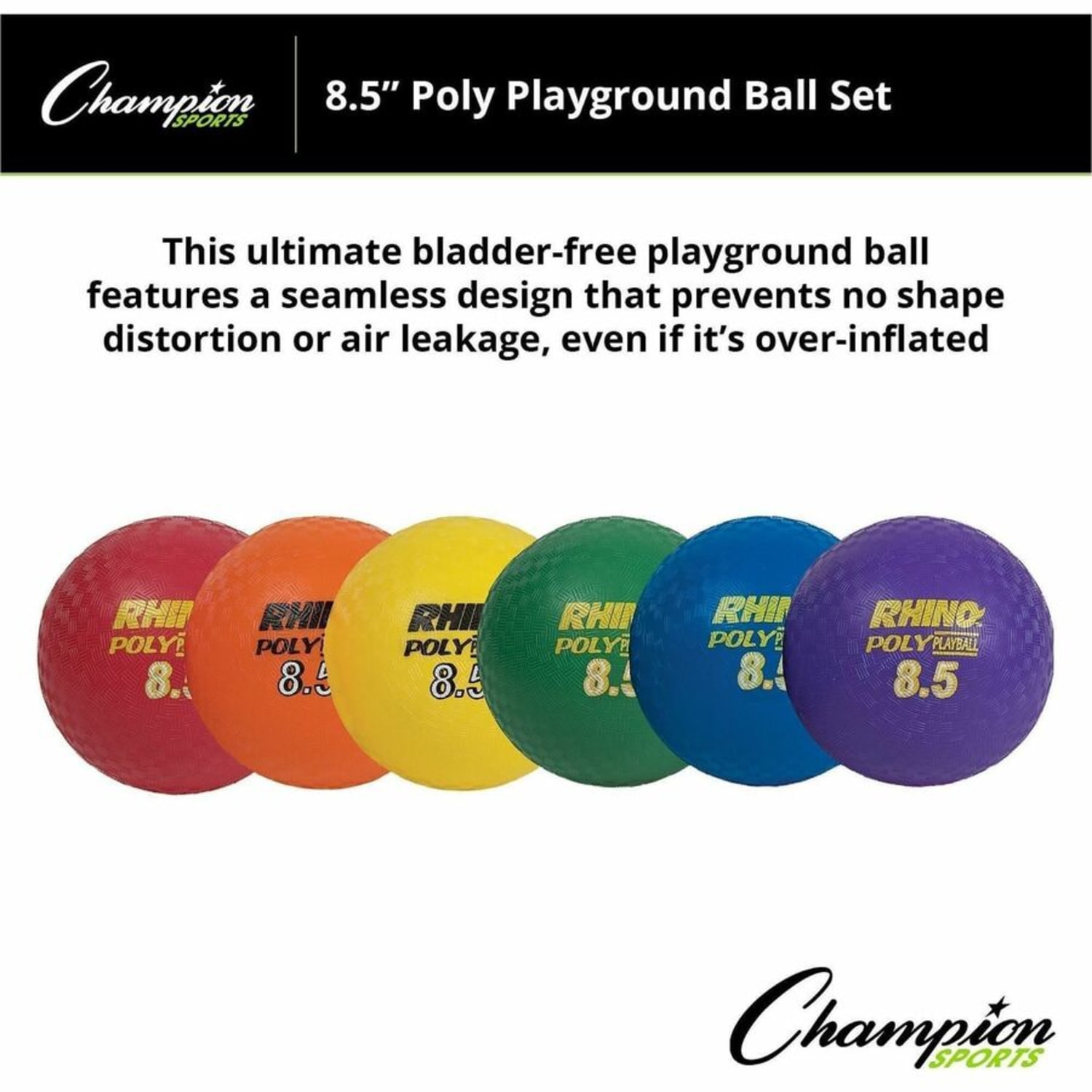 Champion Sports Poly Playground Ball Set - 8.50in - Red, Orange, Yellow, Green, Blue, Purple - 1  Set - Image 5