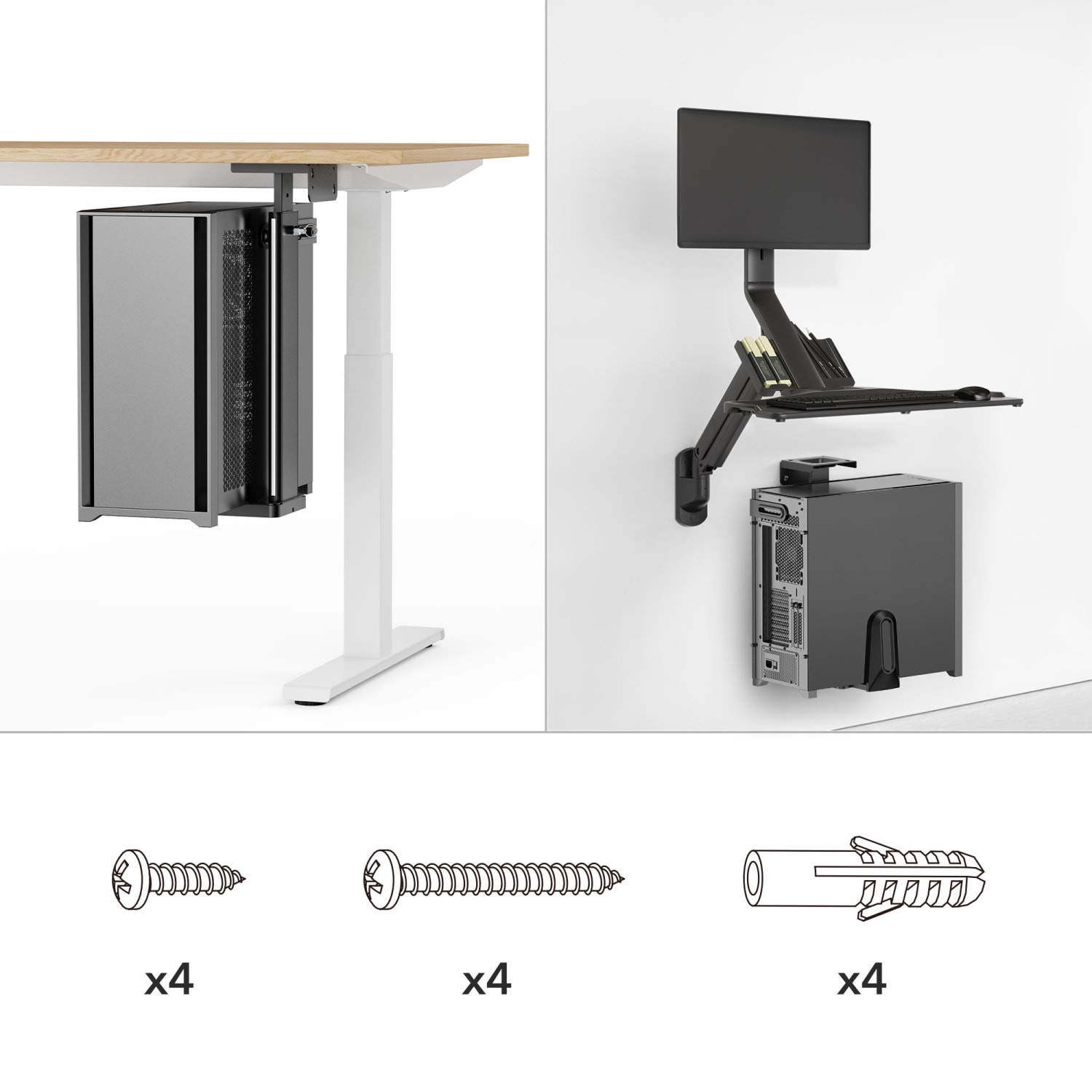 Mount-It! Heavy-Duty Under Desk/Wall CPU Mount, Matte Black - Image 4