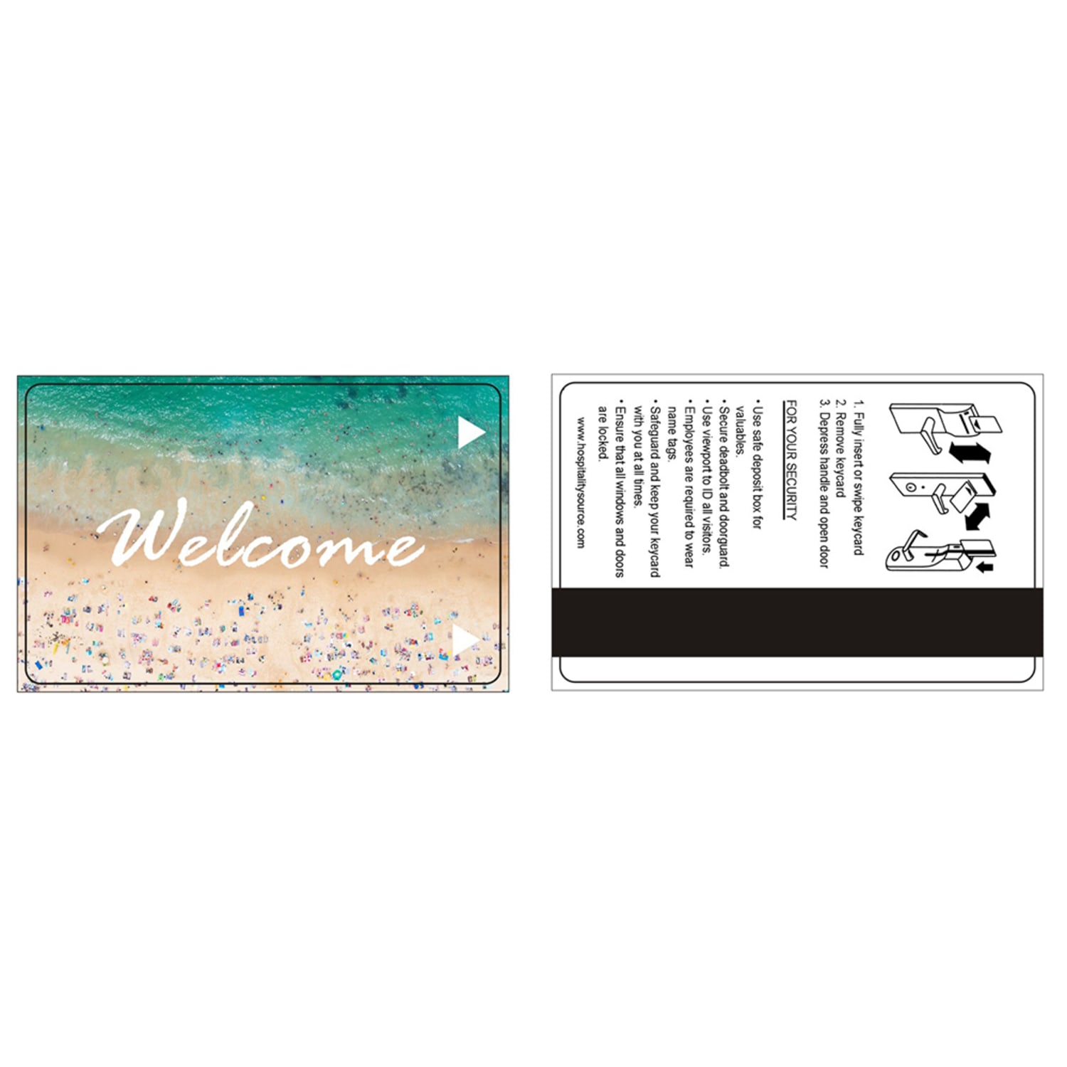 Hospitality Source LOCO Mag Strip Welcome Key Cards, Beach Scene, Set Of 500 Key Cards