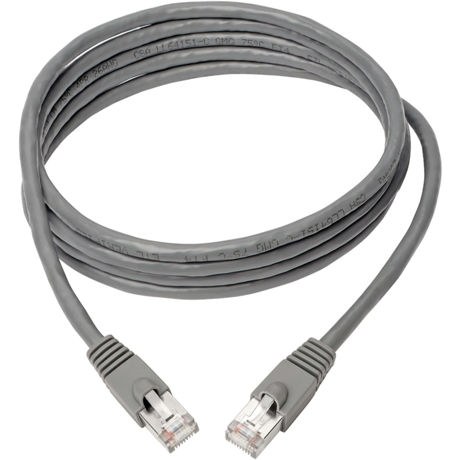 Tripp Lite Cat6a Snagless Shielded STP Patch Cable 10G, PoE, Gray M/M 5ft - 5 ft Category 6a Network Cable - 1.25 GB/s - Shielding - Gray - Image 3