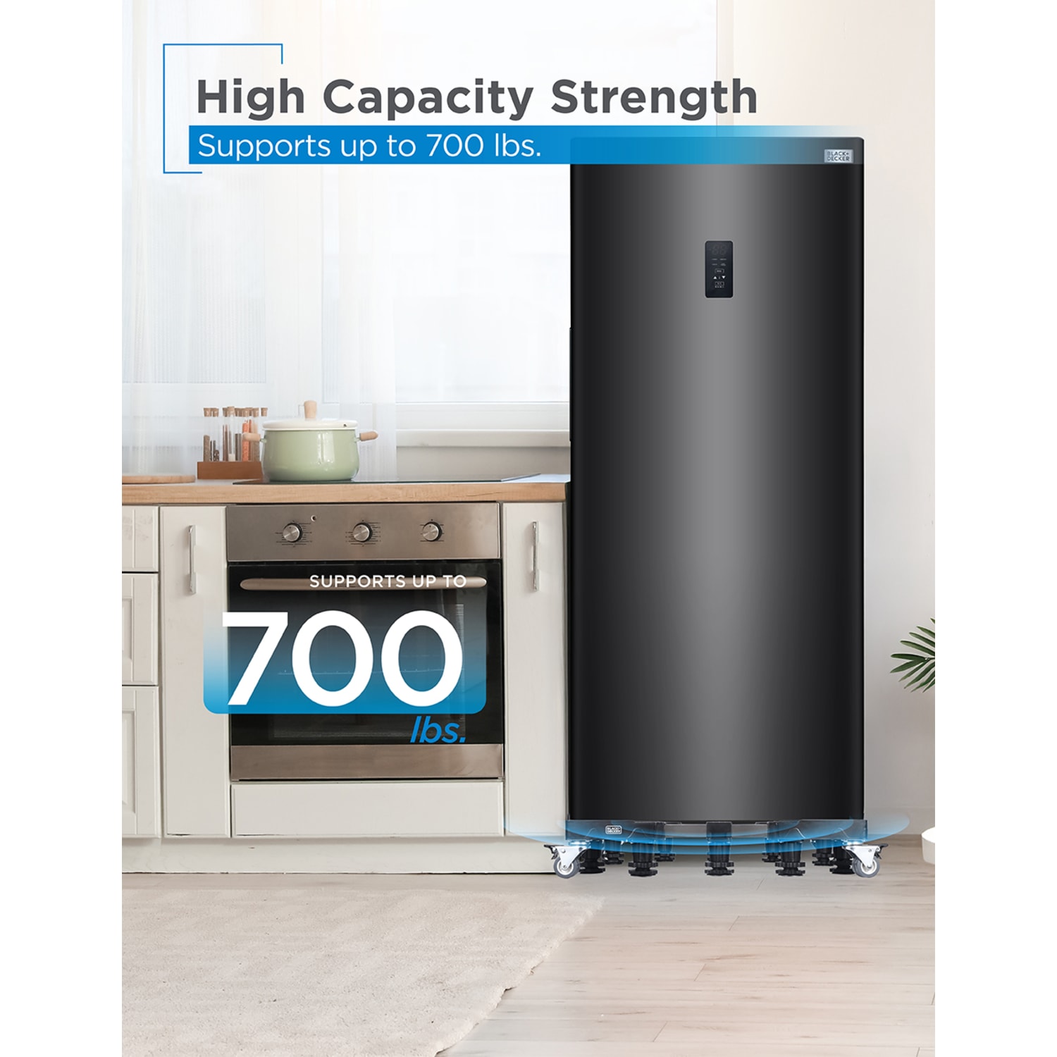 Black+Decker Full-Size Multi-Functional Appliance Pedestal Stand With Wheels, 4-3/4inH x 31-15/16inW x 31-15/16inD, Black - Image 4