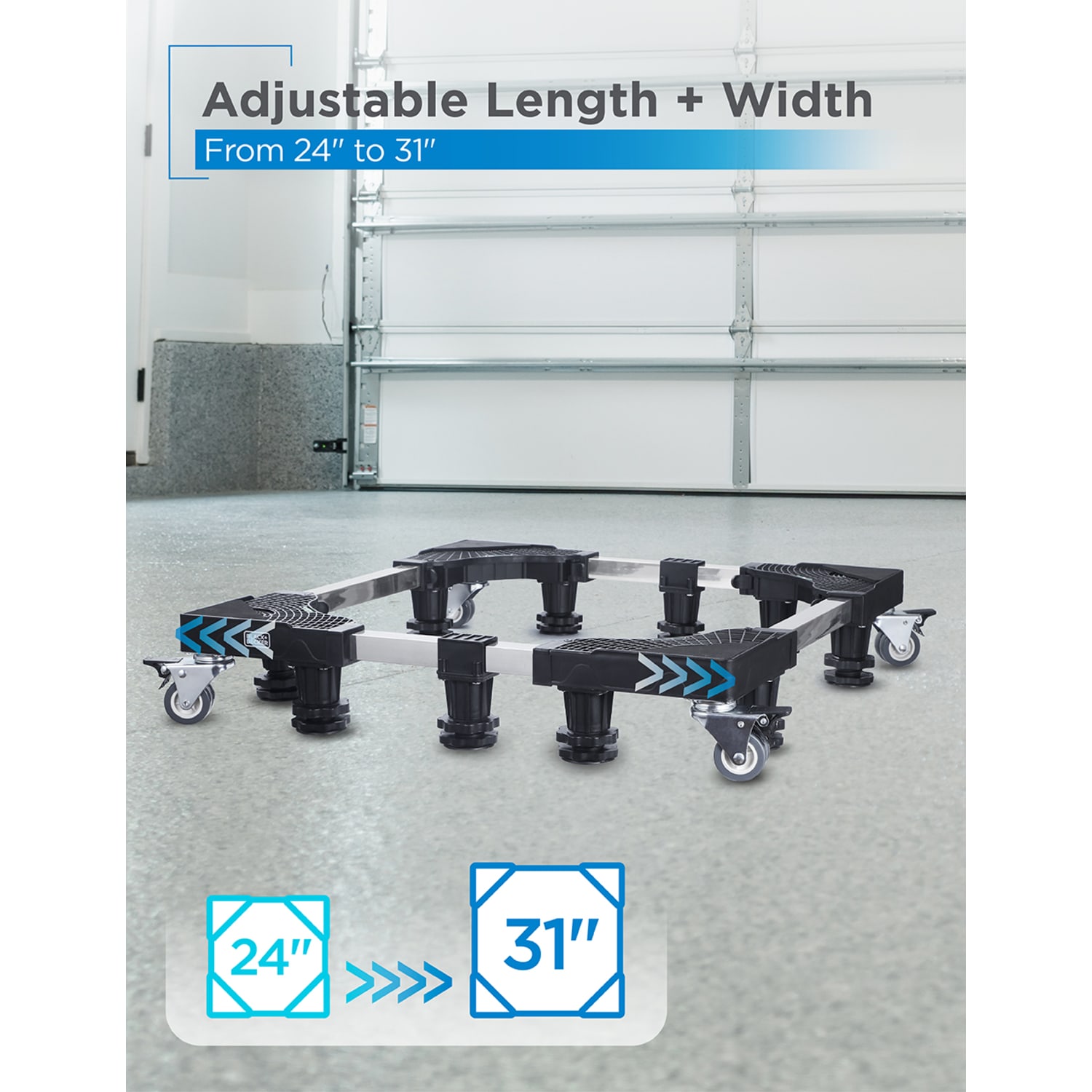 Black+Decker Full-Size Multi-Functional Appliance Pedestal Stand With Wheels, 4-3/4inH x 31-15/16inW x 31-15/16inD, Black - Image 6