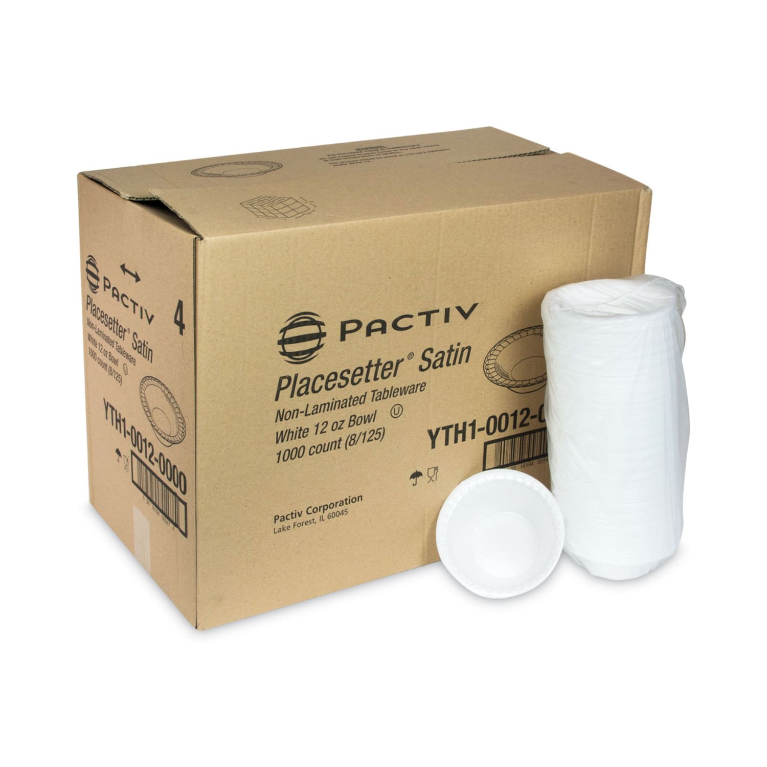 Pactiv Evergreen Placesetter Placesetter Satin Non-Laminated Foam Dinnerware, Bowl, 12 oz, 6in dia, White, 1,000/Carton - Image 5