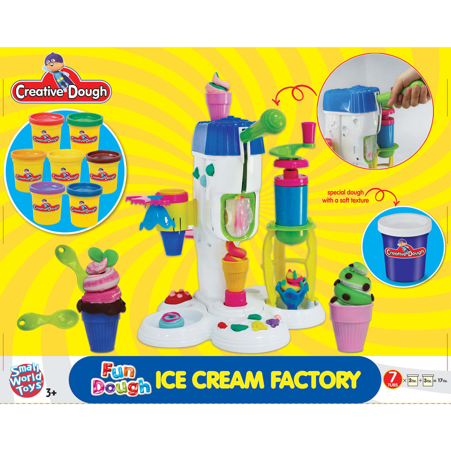 Small World Toys Creative Dough Fun Dough Activity Set, Ice Cream Factory, Set Of 6 Tubs Of Dough - Image 3
