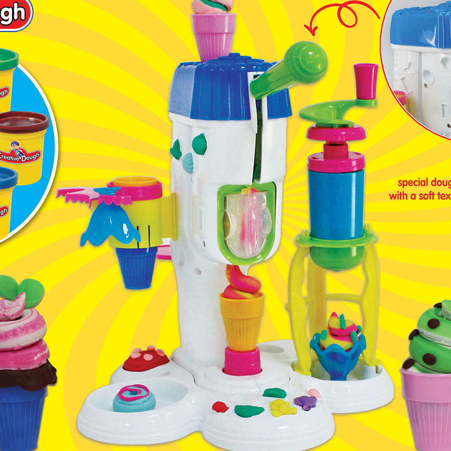 Small World Toys Creative Dough Fun Dough Activity Set, Ice Cream Factory, Set Of 6 Tubs Of Dough - Image 4