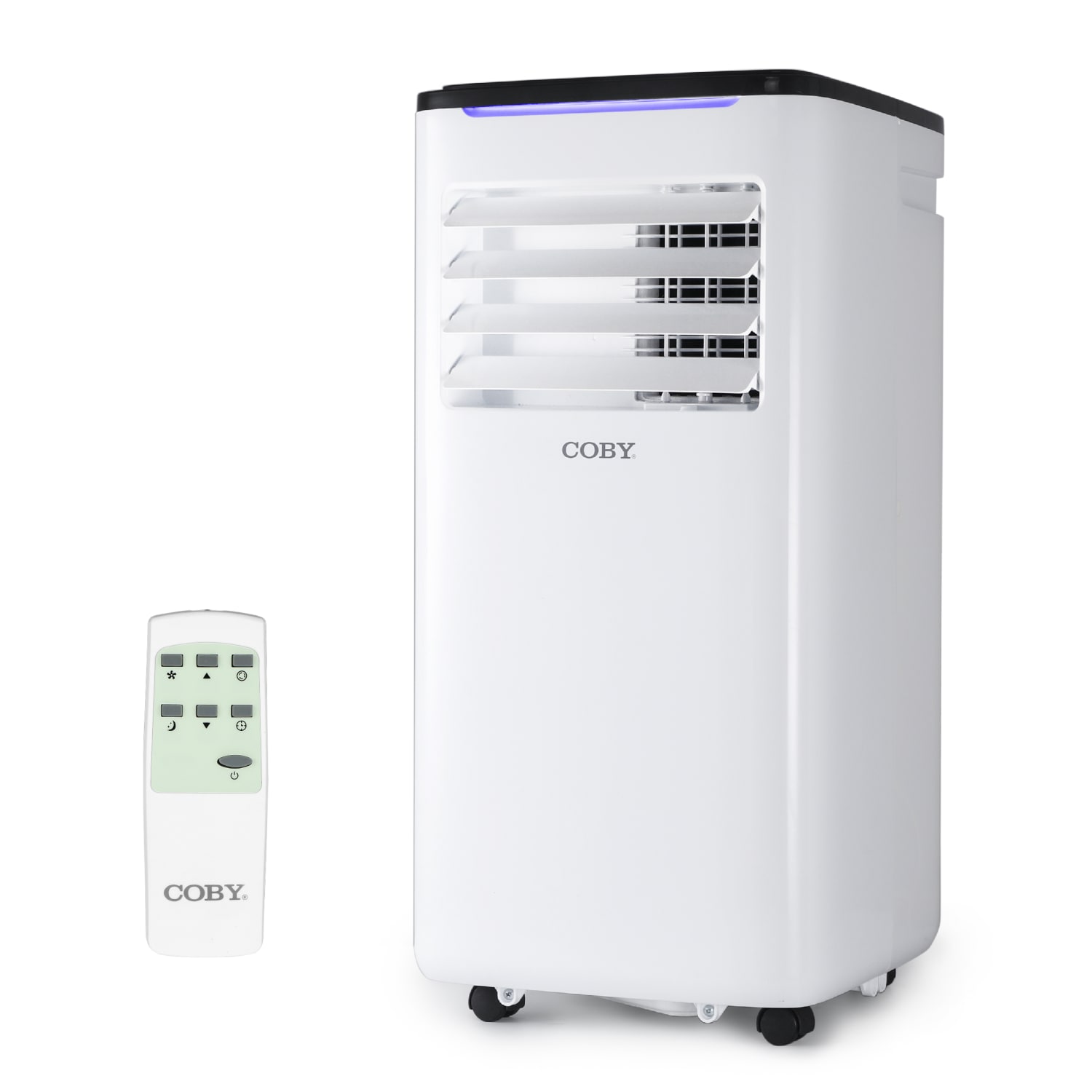 COBY Portable Air Conditioner 3-in-1 AC Unit, Dehumidifier & Fan, 10,000 BTU, 27-1/2inH x 13-15/16inW x 13-5/16inD, White
