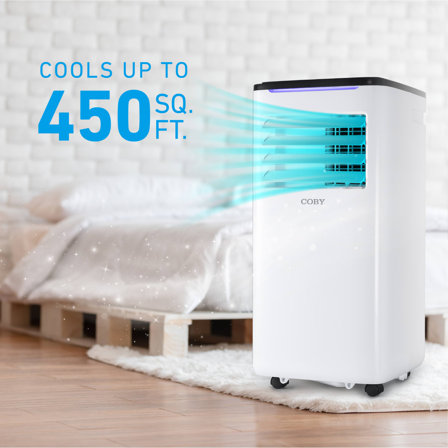 COBY Portable Air Conditioner 3-in-1 AC Unit, Dehumidifier & Fan, 10,000 BTU, 27-1/2inH x 13-15/16inW x 13-5/16inD, White - Image 4