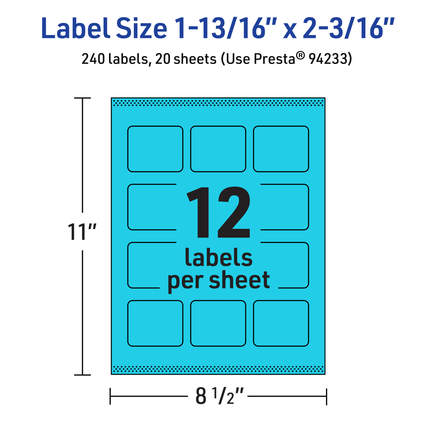 Avery Print-To-The-Edge Labels With Sure Feed Technology And Easy Peel, 94233-BBP20, Rectangle, 1-13/16in x 2-3/16in, Matte Bright Blue, Pack of 240 - Image 6
