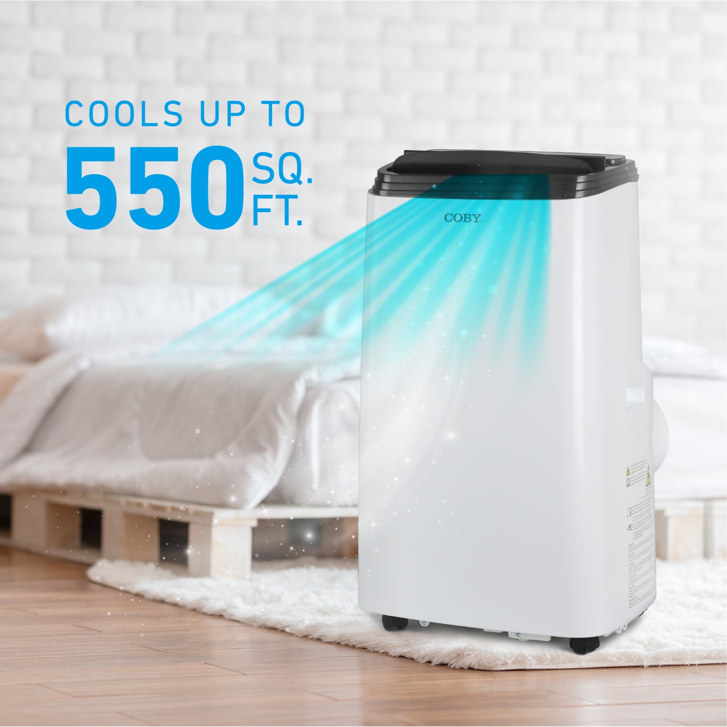 COBY Portable Air Conditioner 3-in-1 AC Unit, Dehumidifier & Fan, 12,000 BTU, 28-15/16in x 16-3/4in, White - Image 4