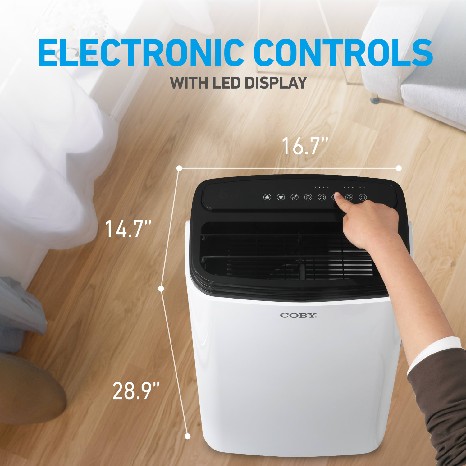 COBY Portable Air Conditioner 3-in-1 AC Unit, Dehumidifier & Fan, 12,000 BTU, 28-15/16in x 16-3/4in, White - Image 6