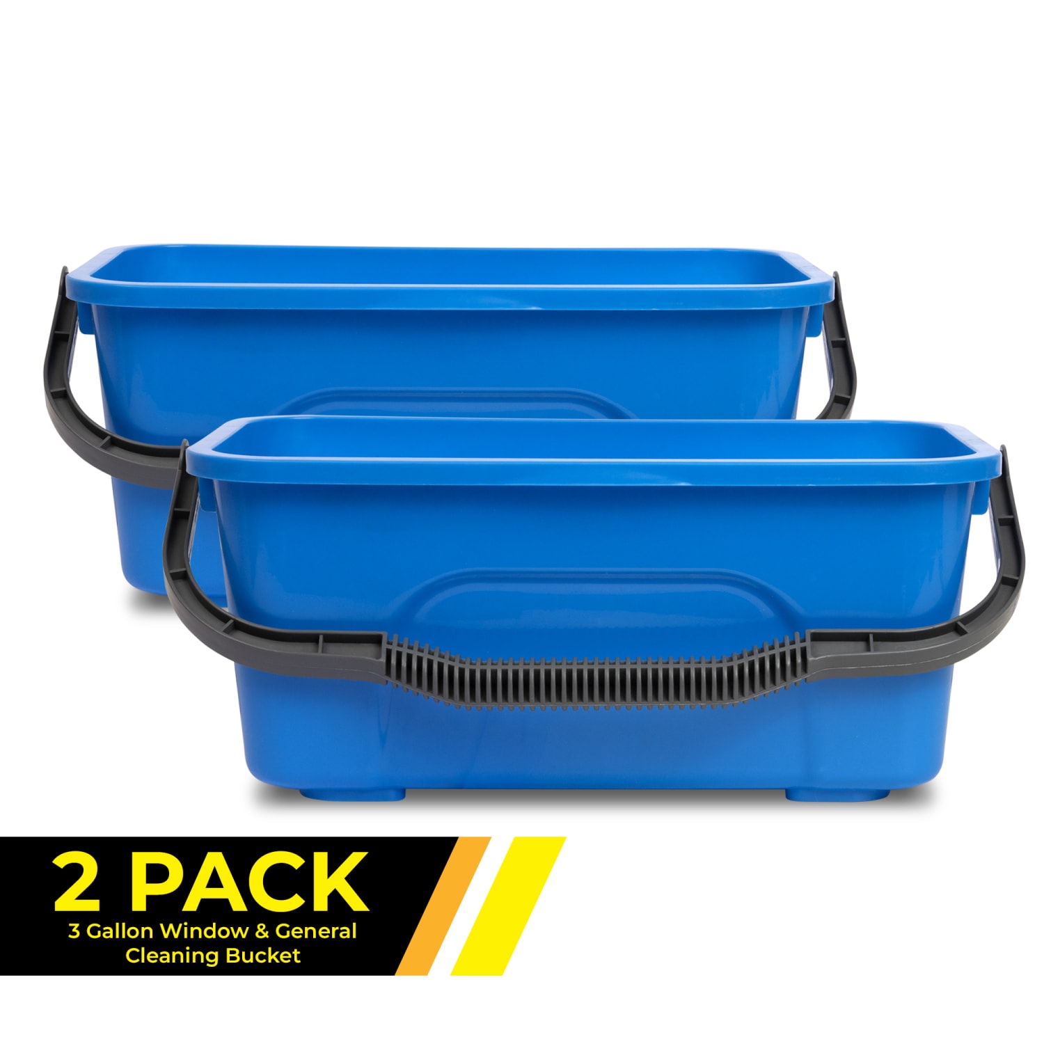 Gritt Commercial Plastic 3-Gallon Window & General Cleaning Buckets, Blue, Pack Of 2 Buckets - Image 3