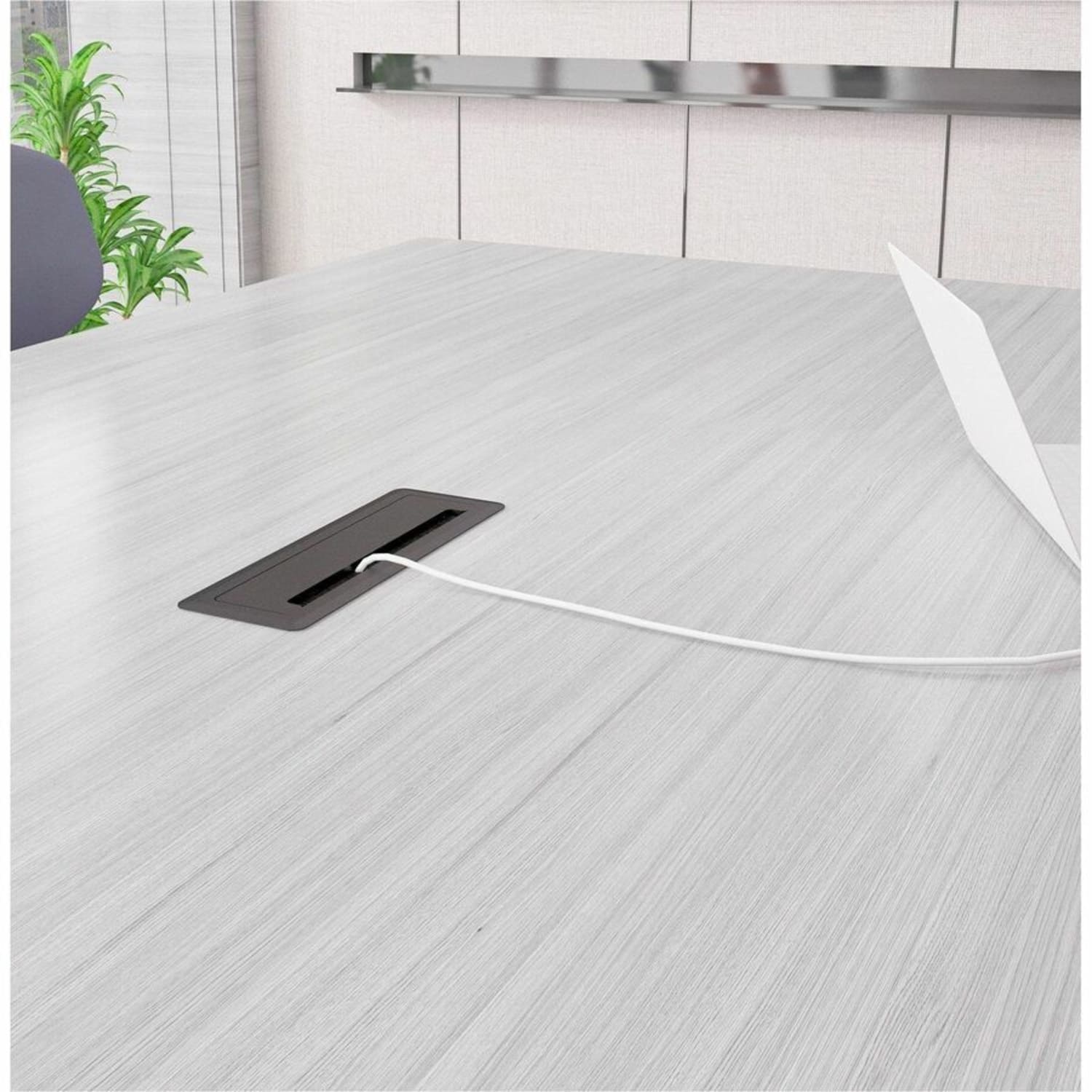 Lorell Power/Data Outlet - 5 x Power Receptacles - 120 V AC Desk Mountable - Black - 1 Each - Image 4