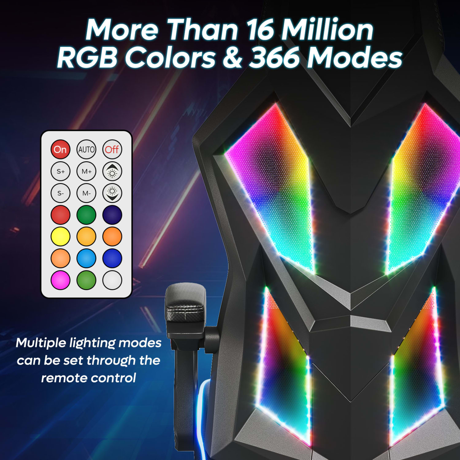 Bestier Ergonomic Gaming Chair With Integrated LED Lights, Black - Image 3