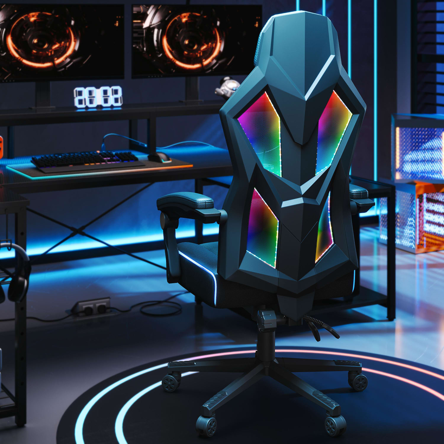 Bestier Ergonomic Gaming Chair With Integrated LED Lights, Black - Image 9