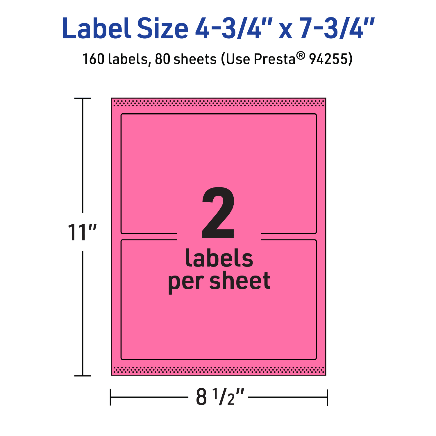 Avery Print-To-The-Edge Labels With Sure Feed Technology And Easy Peel, 94255-BPP80, Rectangle, 4-3/4in x 7-3/4in, Matte Bright Pink, Pack of 160 - Image 6