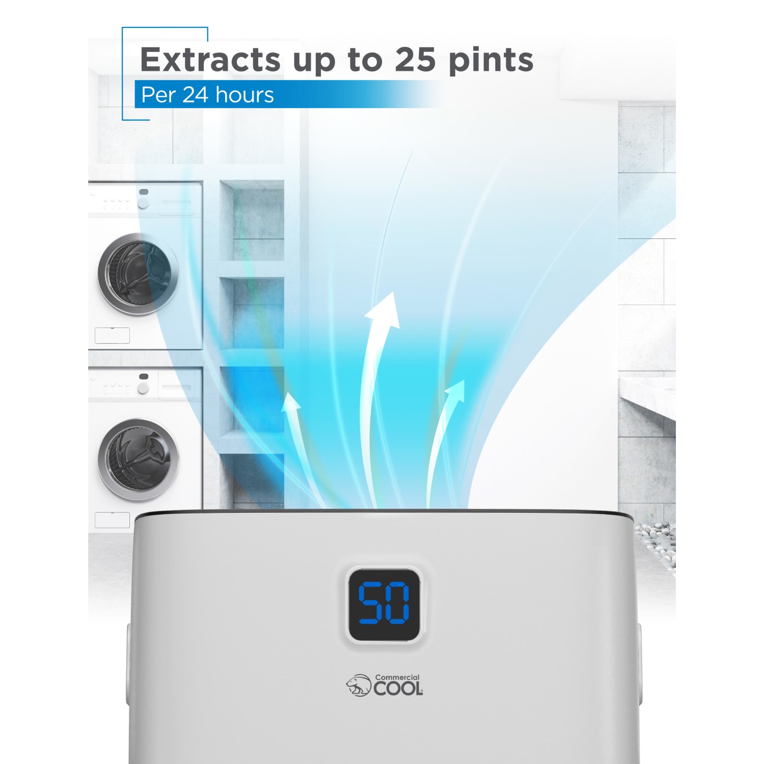 Commercial Cool Portable Dehumidifier, 25 Pint, 19-5/8inH x 13-15/16inW x 10-3/4inD - Image 3